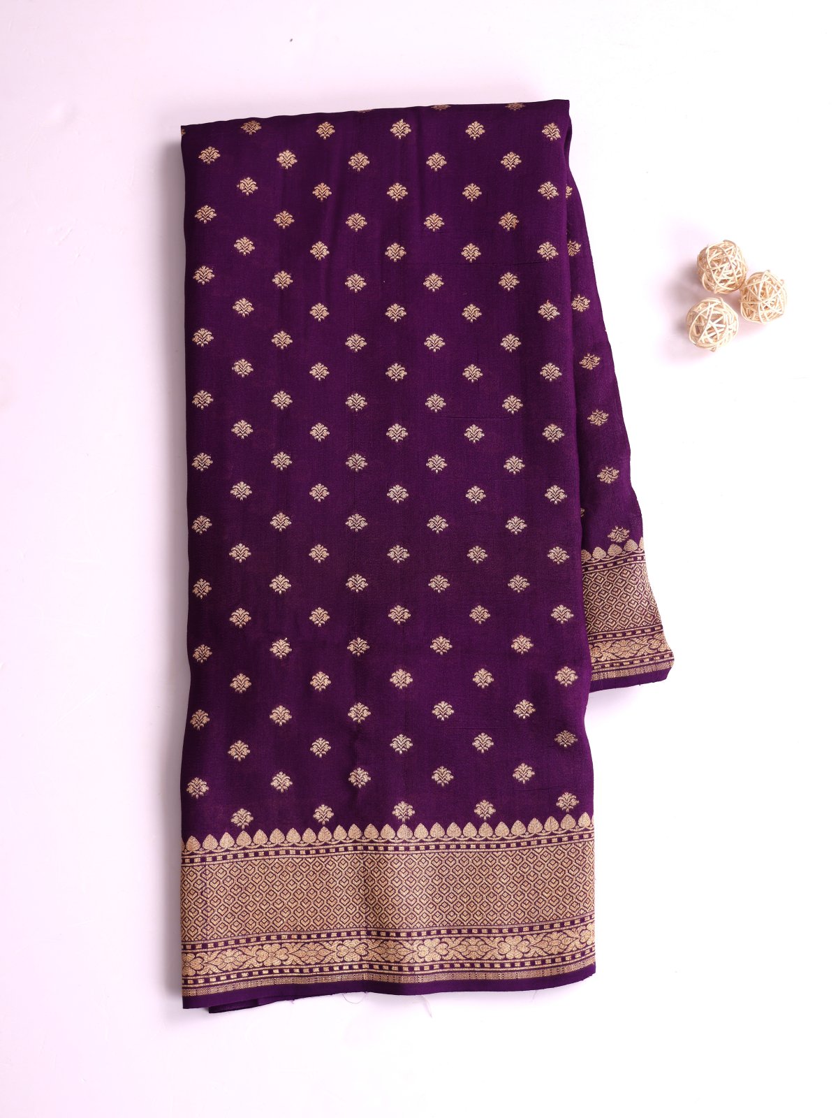 Dark Violet Banaras Tussar Georgette Silk Saree With Zari Border