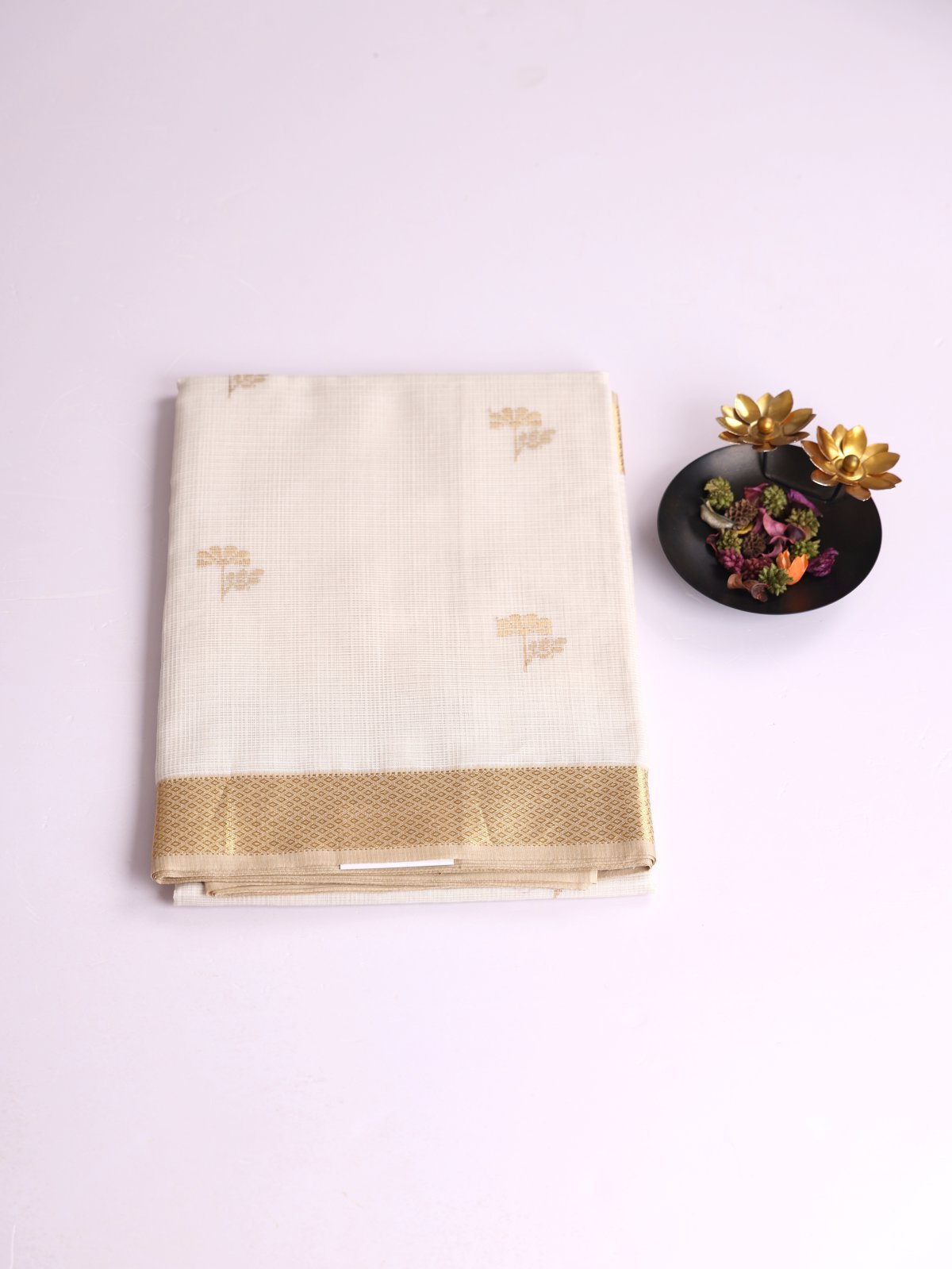Off White Kota Cotton Silk Saree With Zari Border