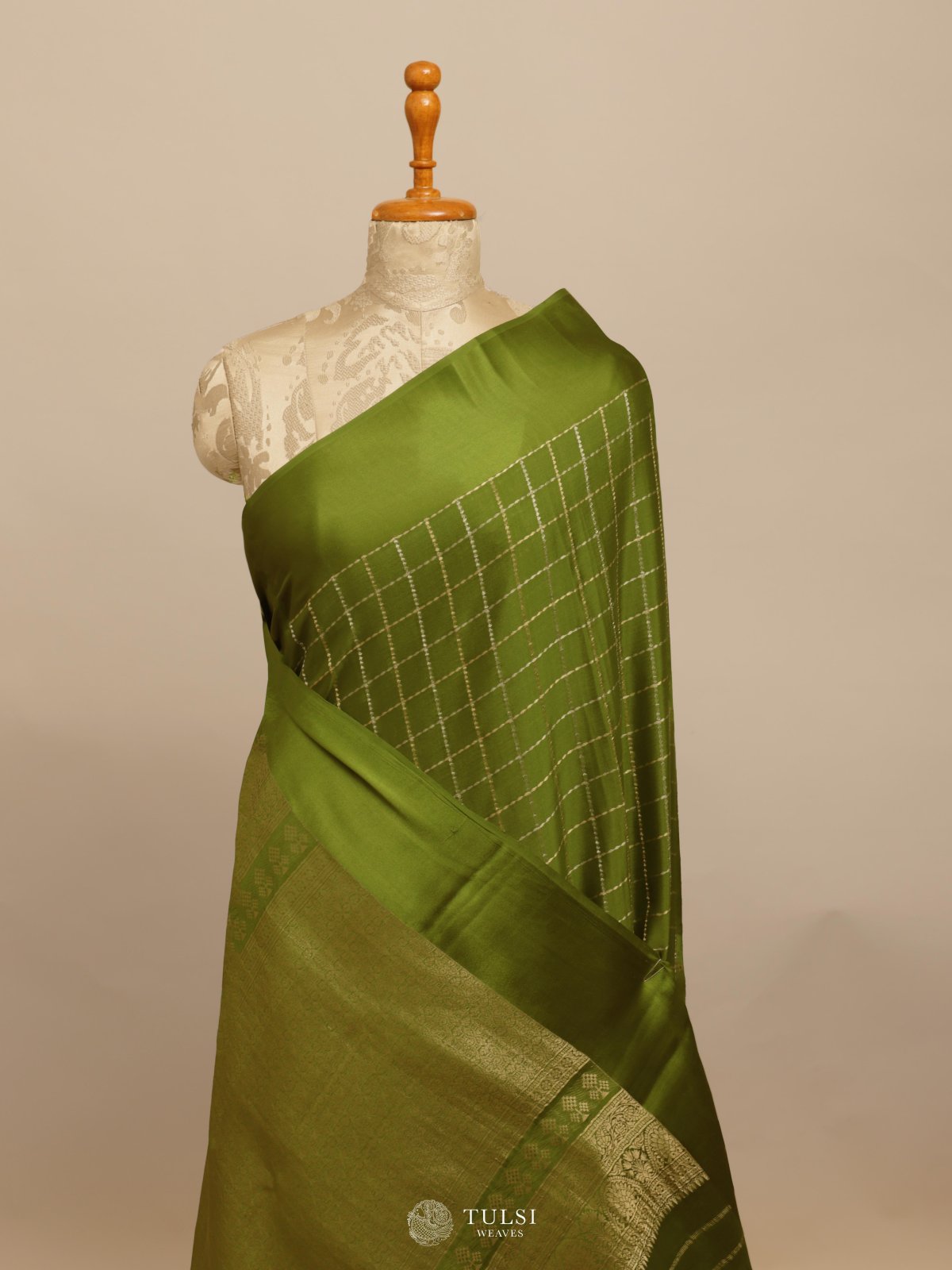 Mehndi Green Mysore Silk Saree With Satin Border