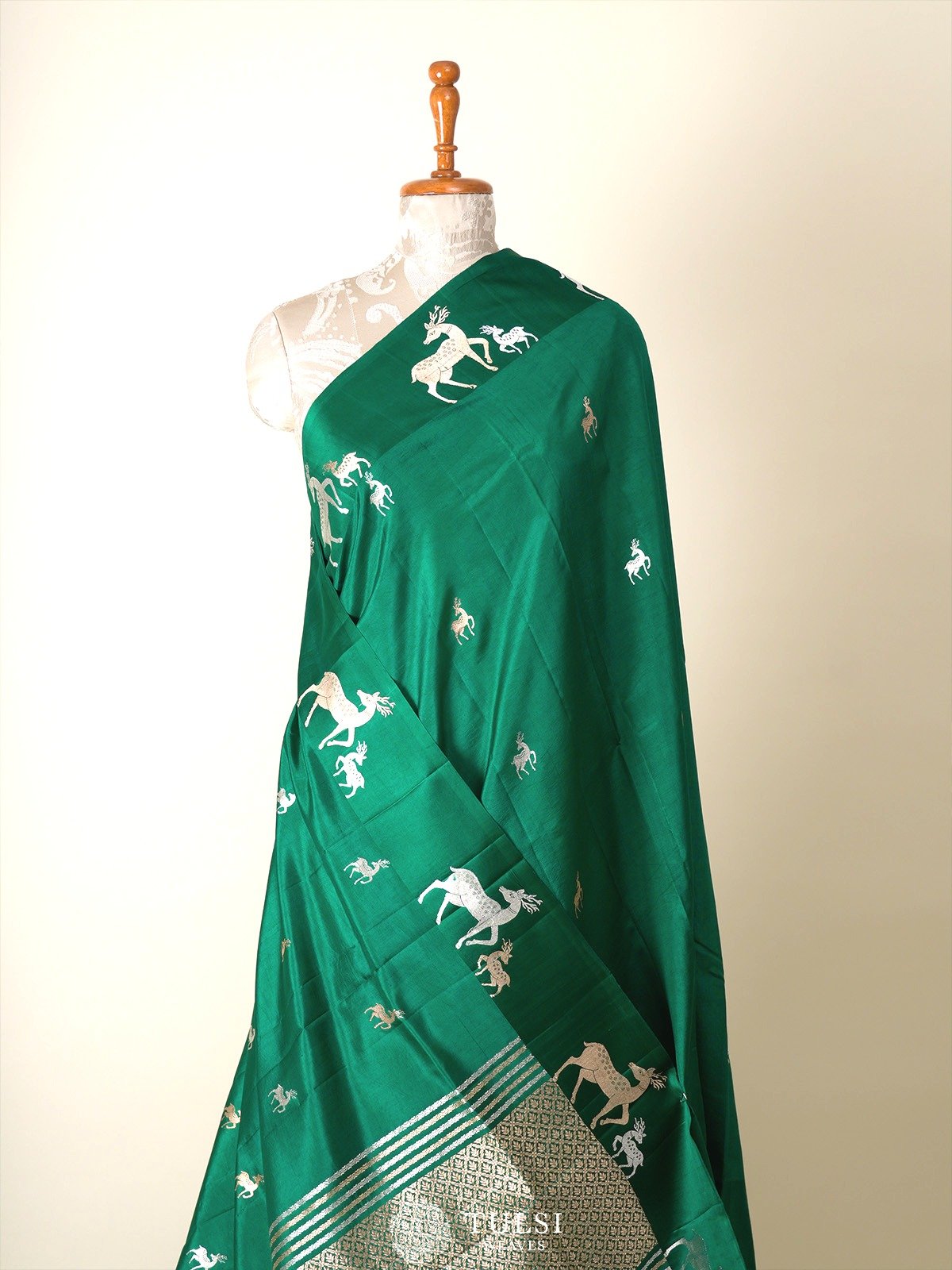 Bottle Green Mashru Silk Saree