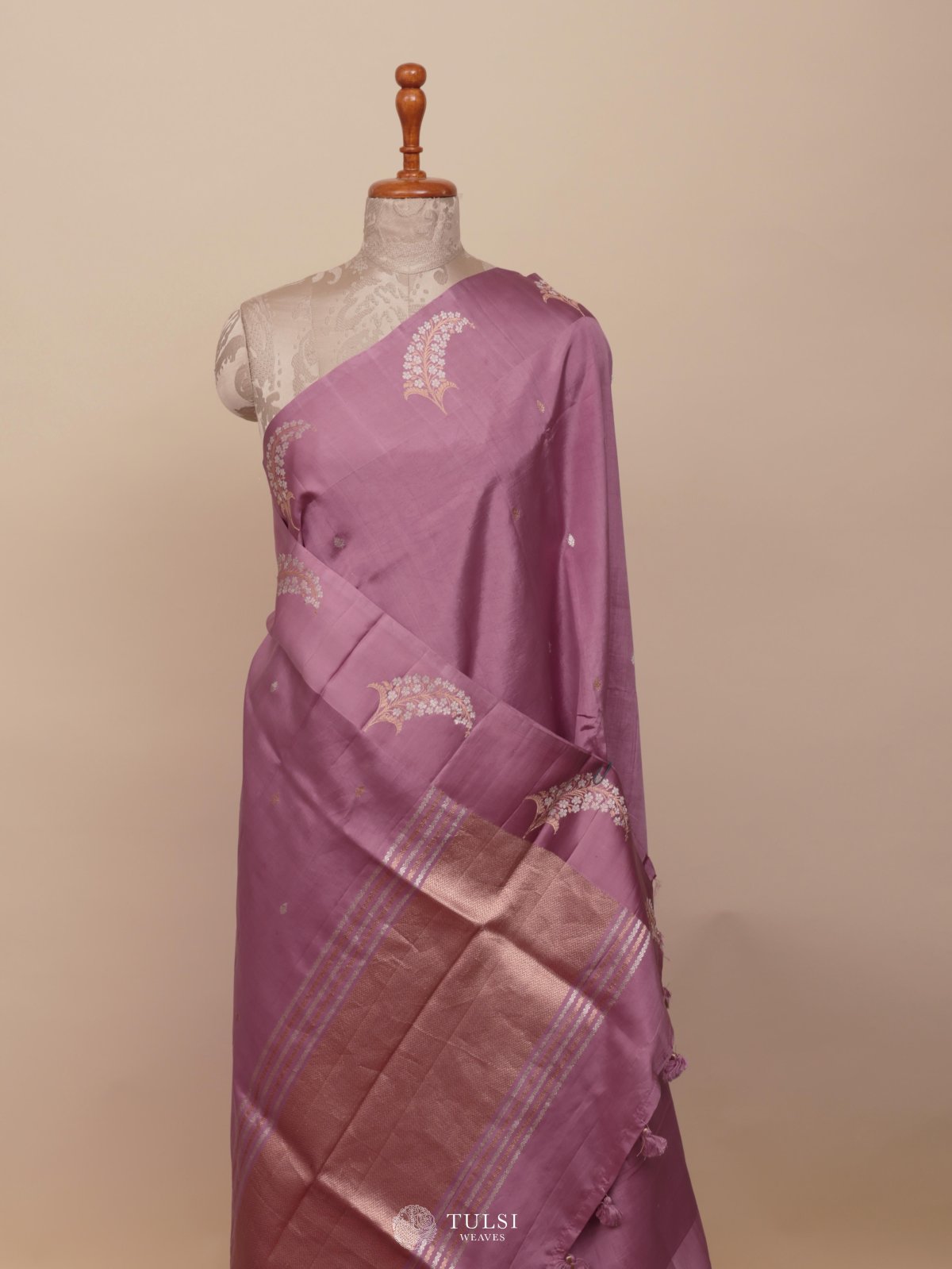 Pinkish Lavender Mashru Silk Saree