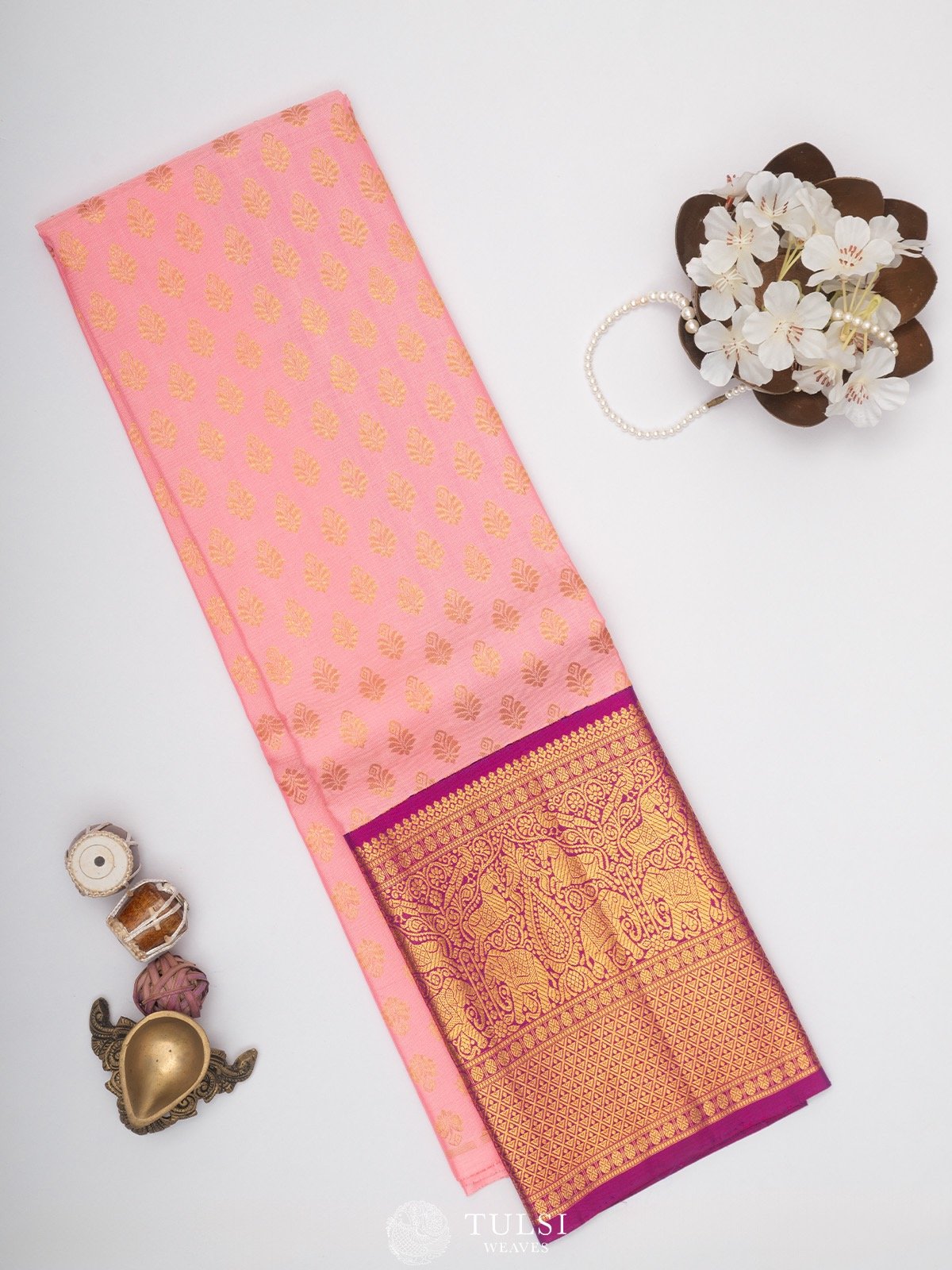 Pink Kanjeevaram Silk Pavadai