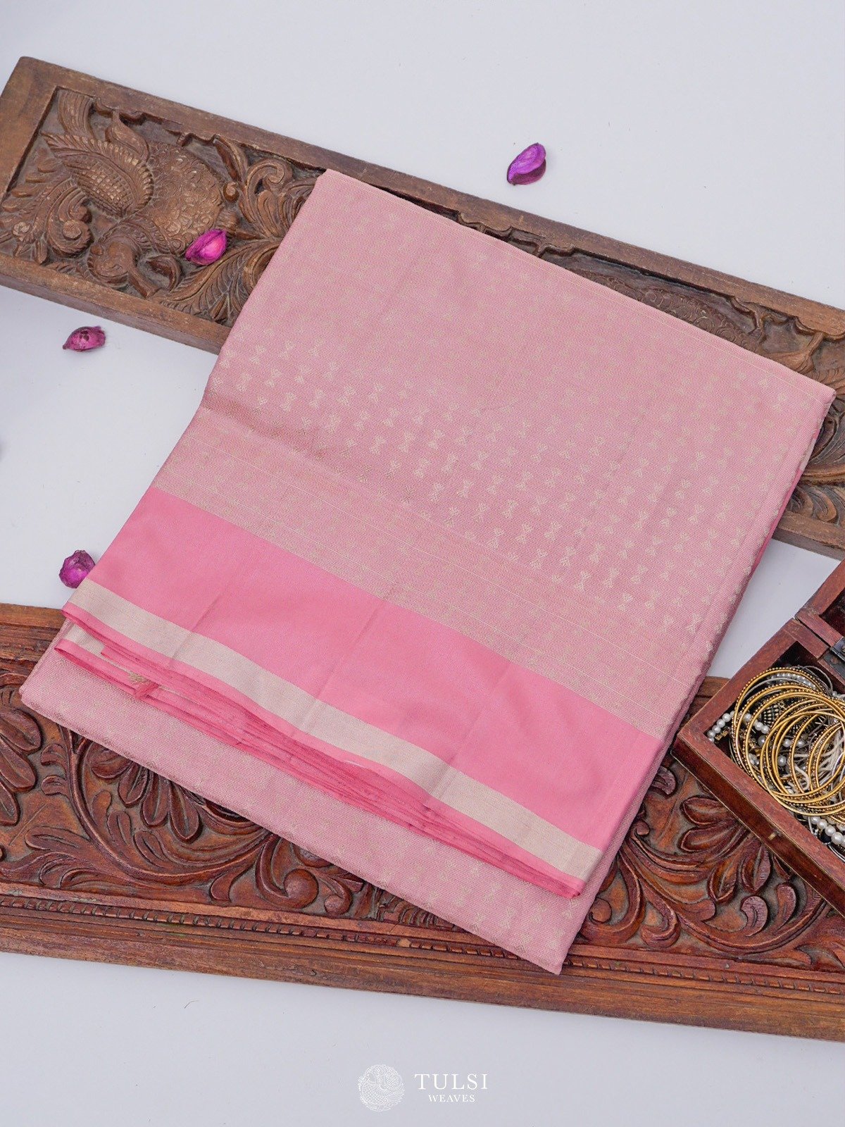 Baby Pink Soft Silk Tissue Saree 