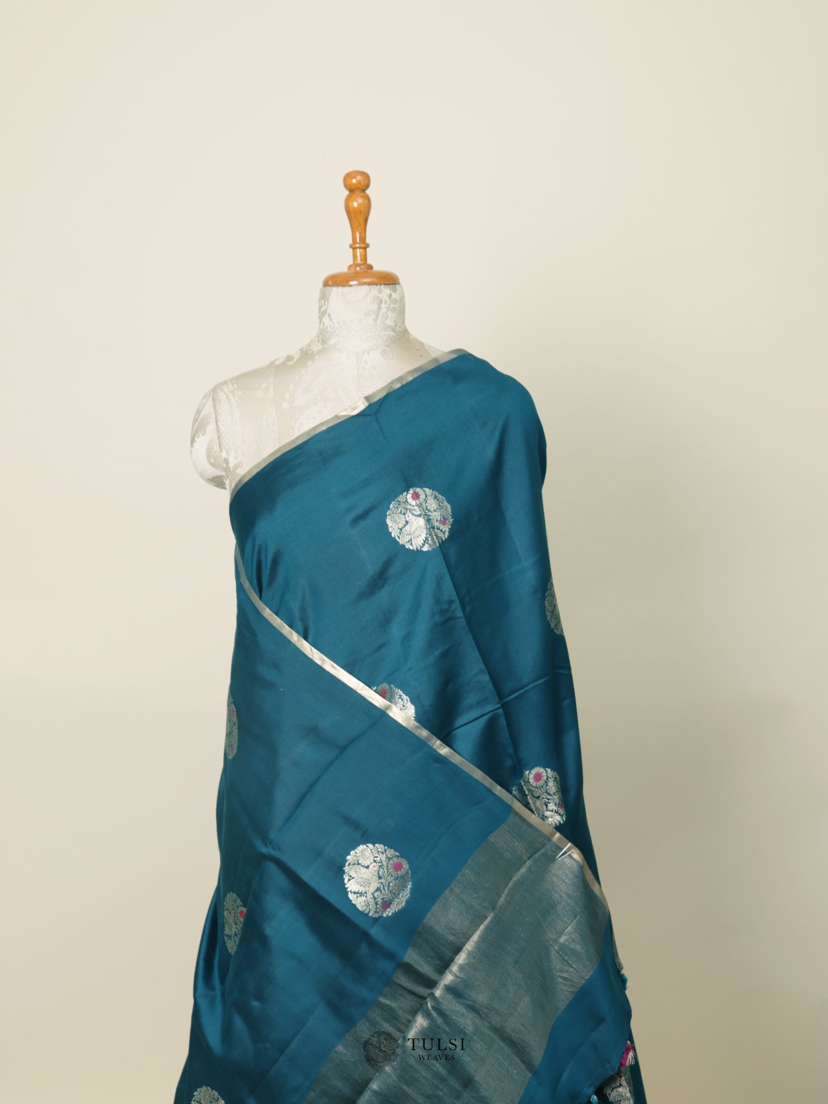 Peacock Blue Chaniya silk saree