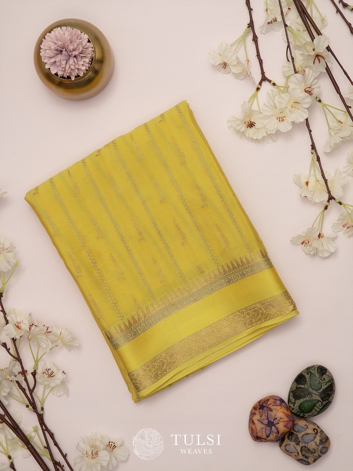 Light Yellow Mysore Silk Saree