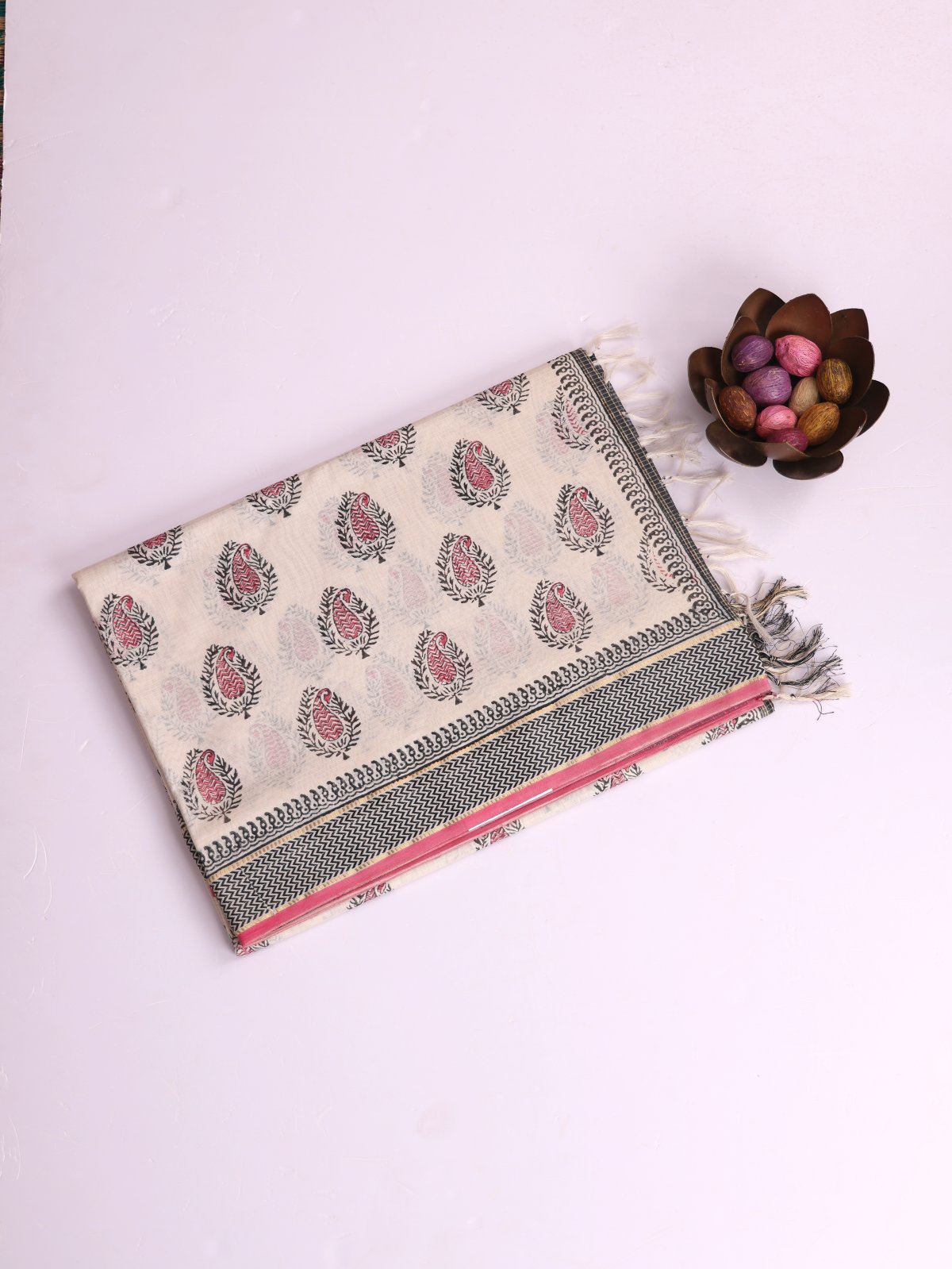 Off White Maheshwari Cotton Saree