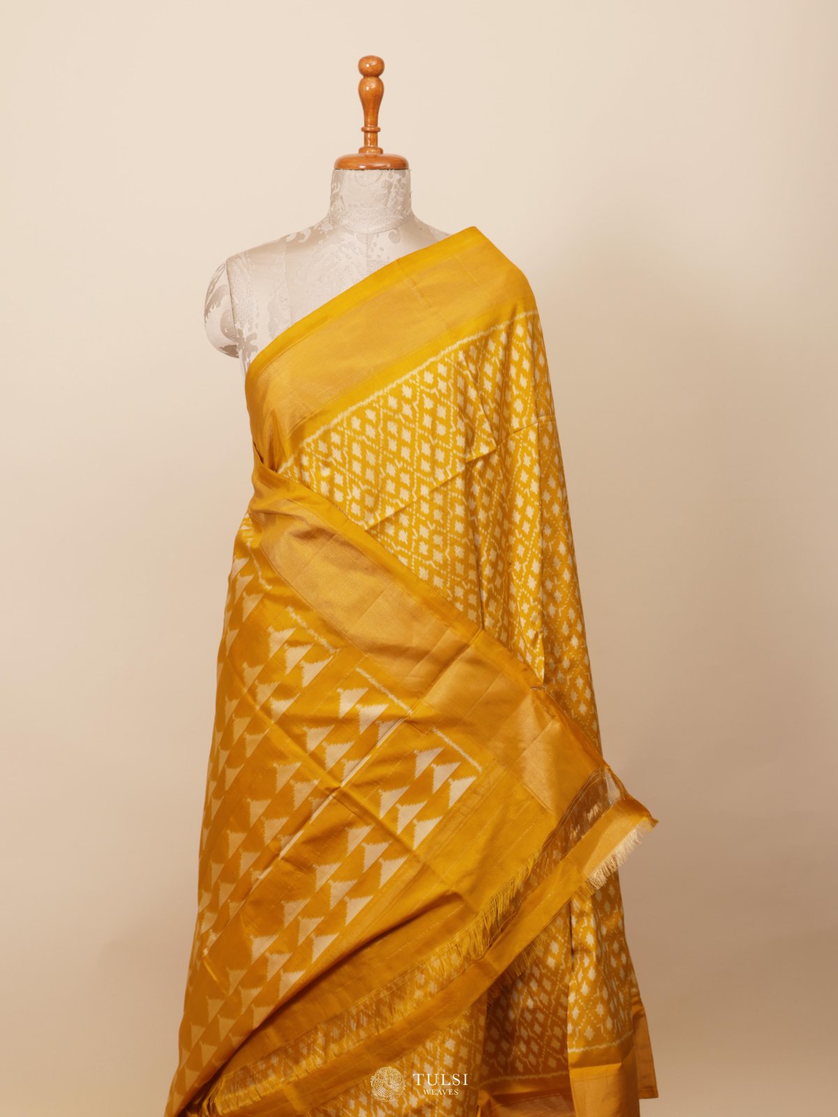 Yellow Ikat Silk Saree