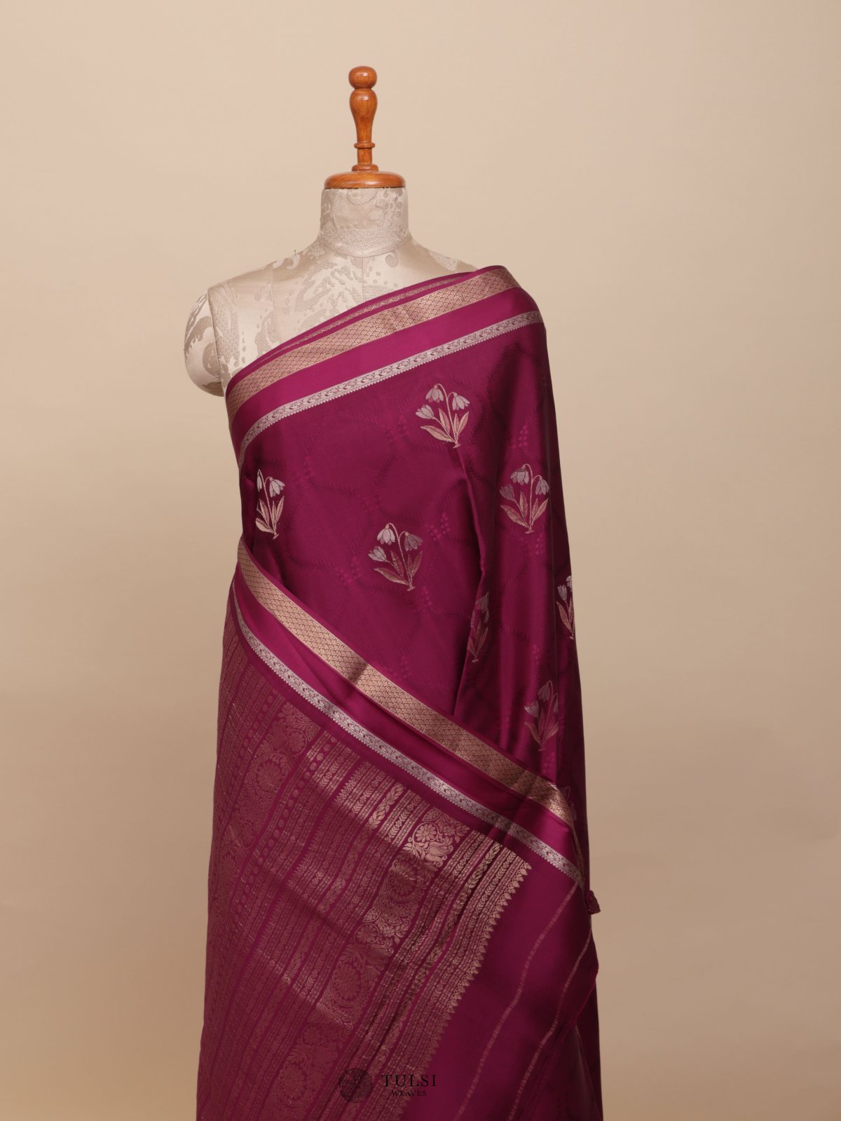 Dark Pink Mysore Silk Saree