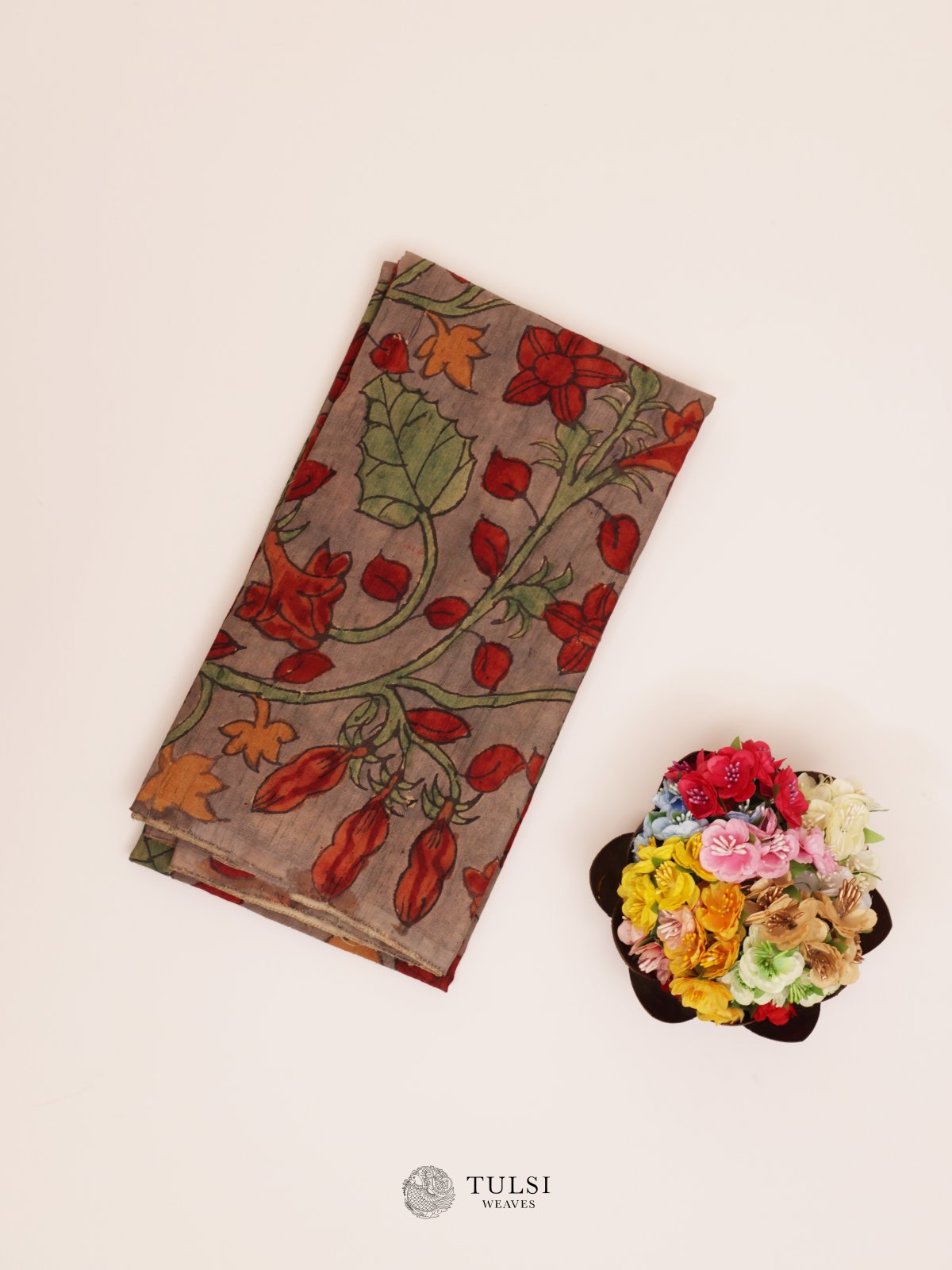 Grey Kalamkari Silk Blouse