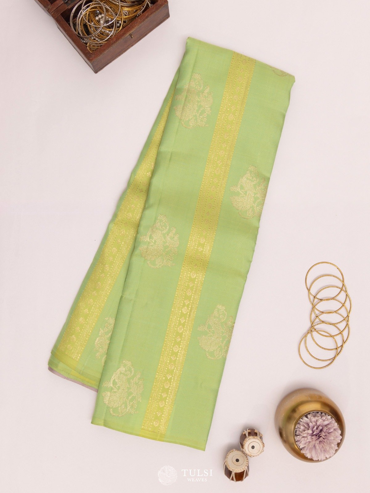 Mint Green Kanjeevaram Silk Saree