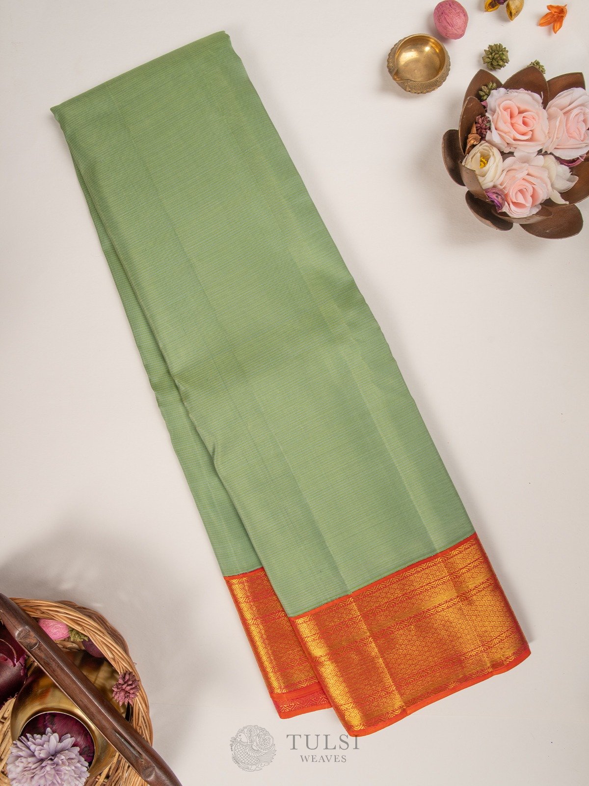 Light Green Kanjeevaram silk saree