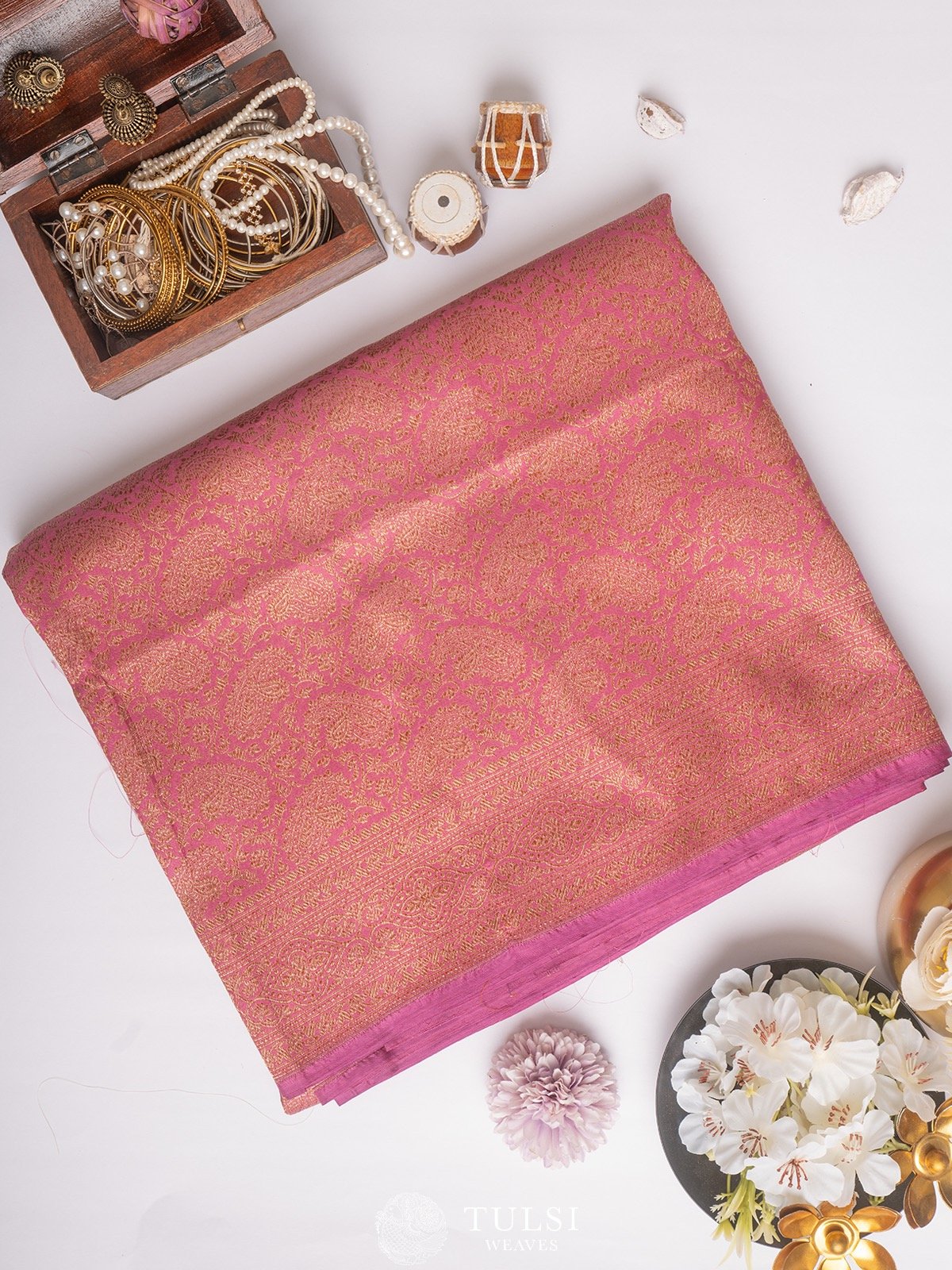 Dusty Magenta Banarasi silk Saree 