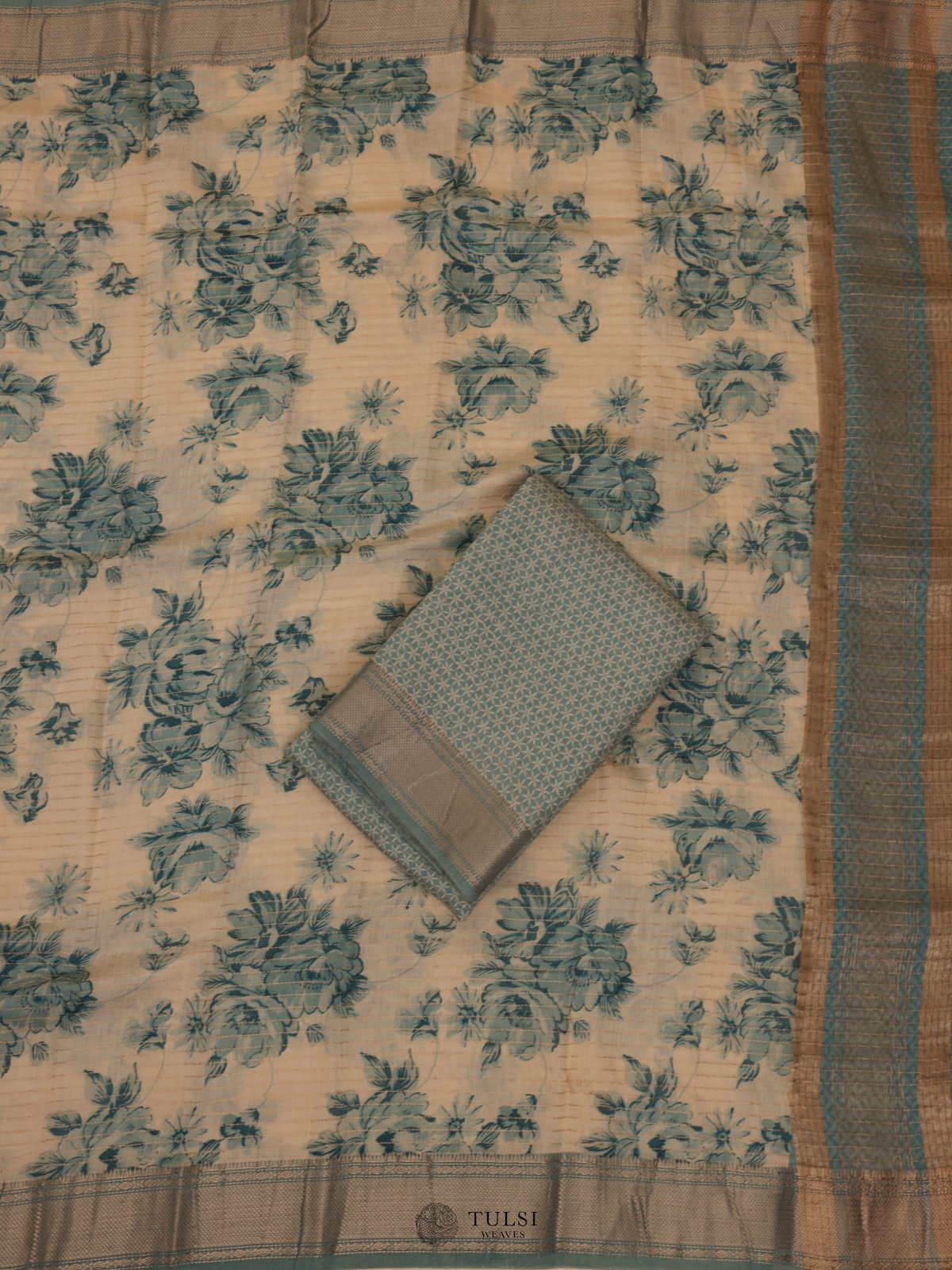 Blue Chanderi Salwar Material