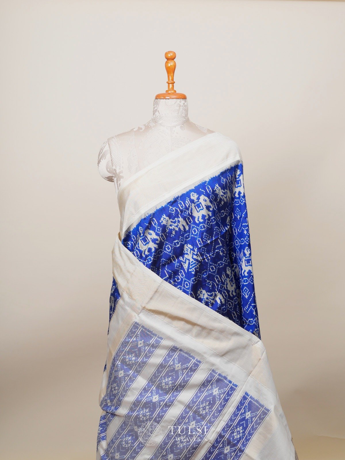 Dark Blue Ikat Silk Saree 