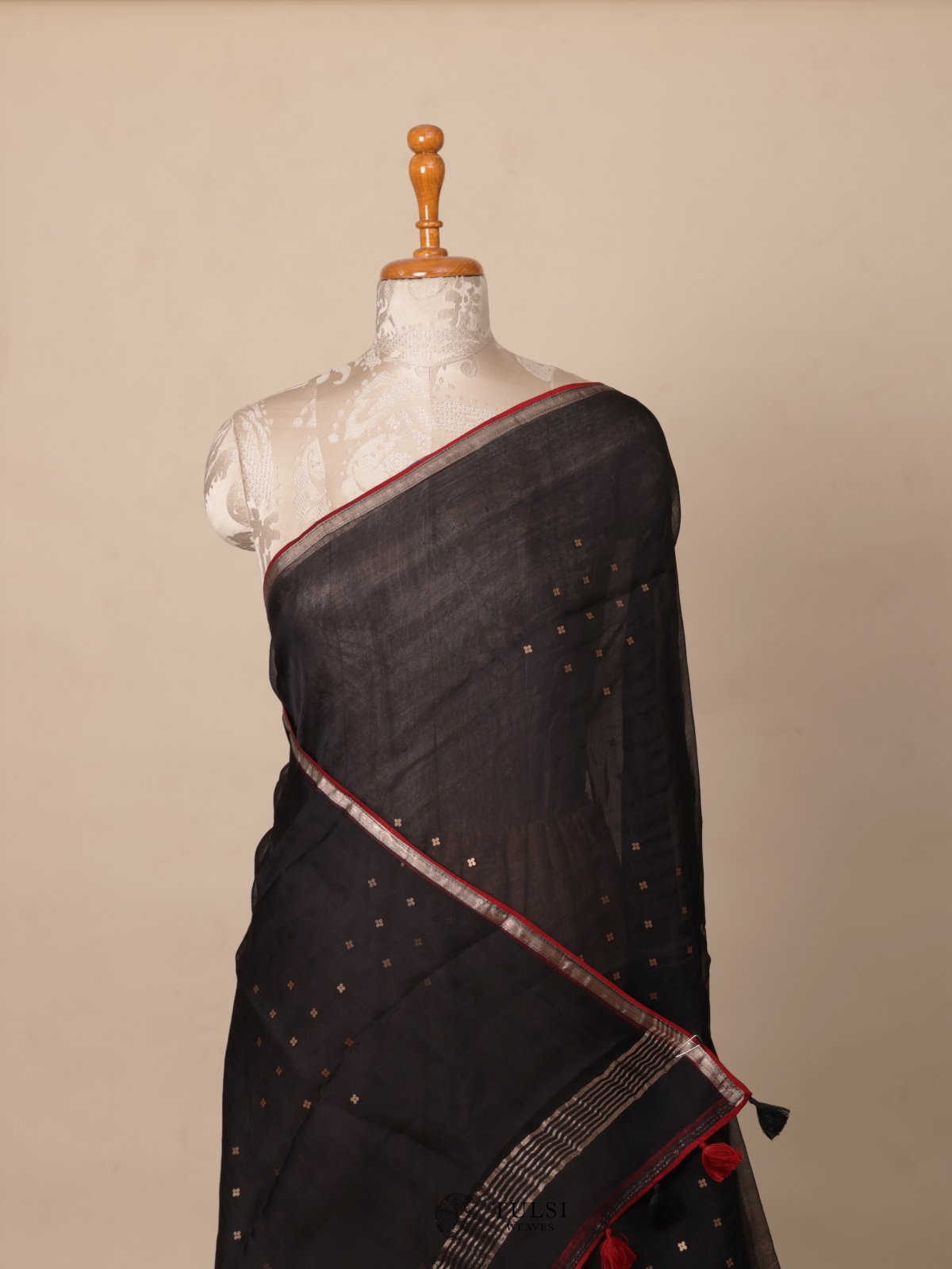 Black Organza Saree with Kalamkari Blouse