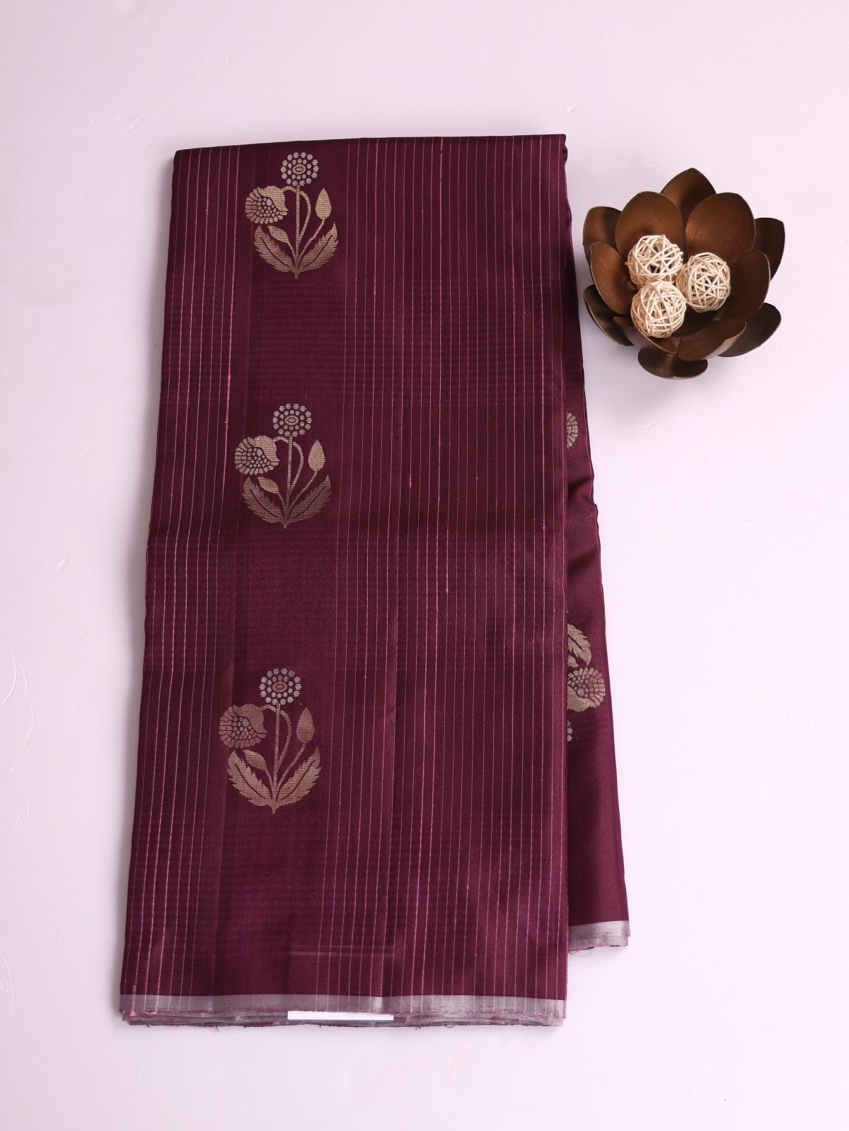 Burgundy Soft Silk Tussar Saree