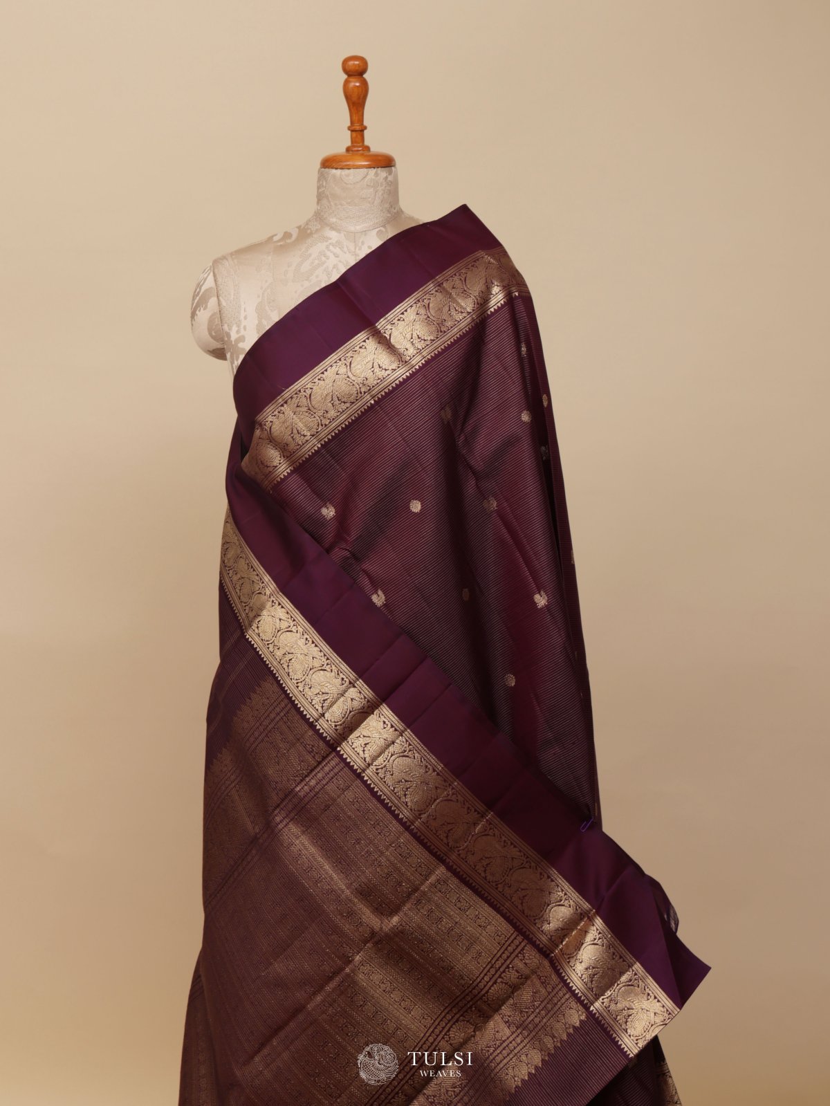Dark Wine Kanjeevaram Silk Saree