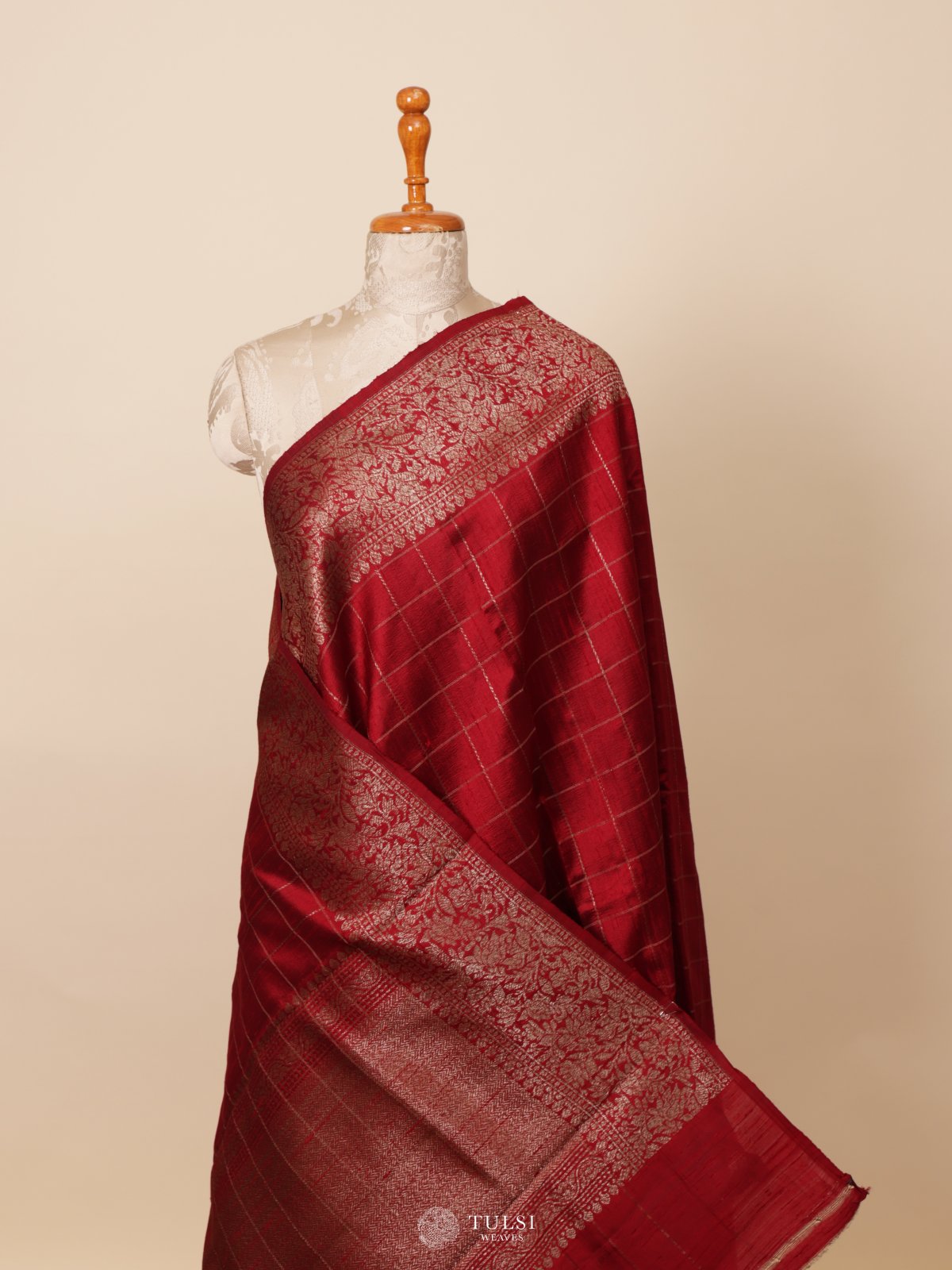 Red Banaras Tussar Silk Saree