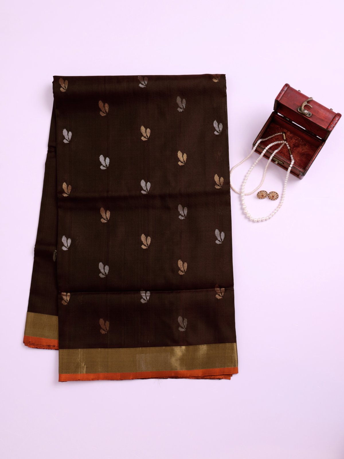 Dark Brown Uppada Silk Saree