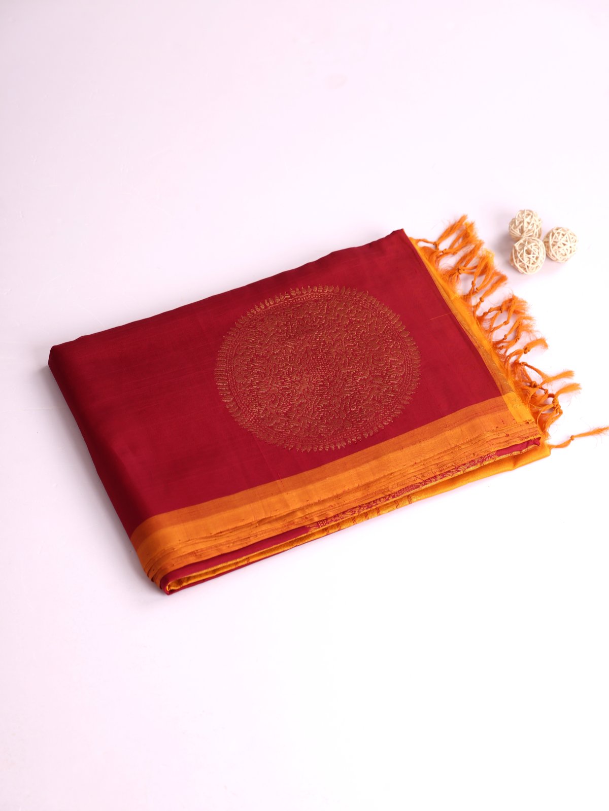 Araku Silk Cotton Saree With Rust Border