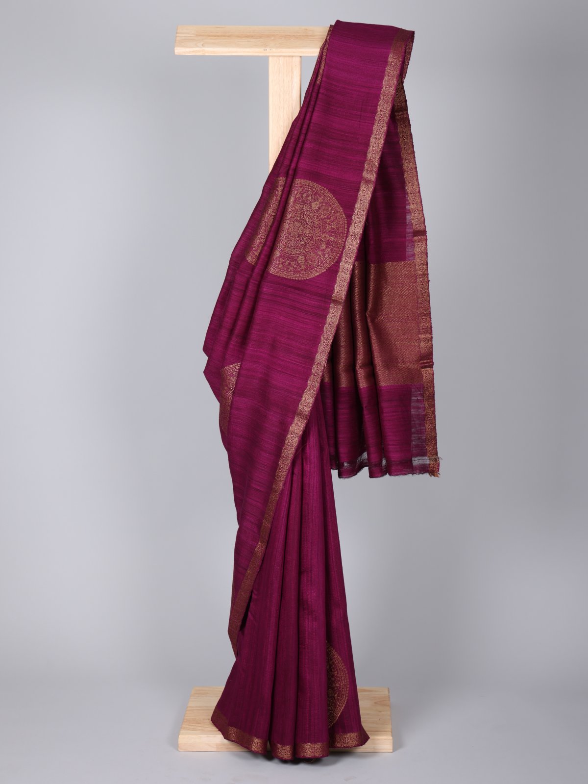 Magenta Purple Tussar Banaras Silk Saree