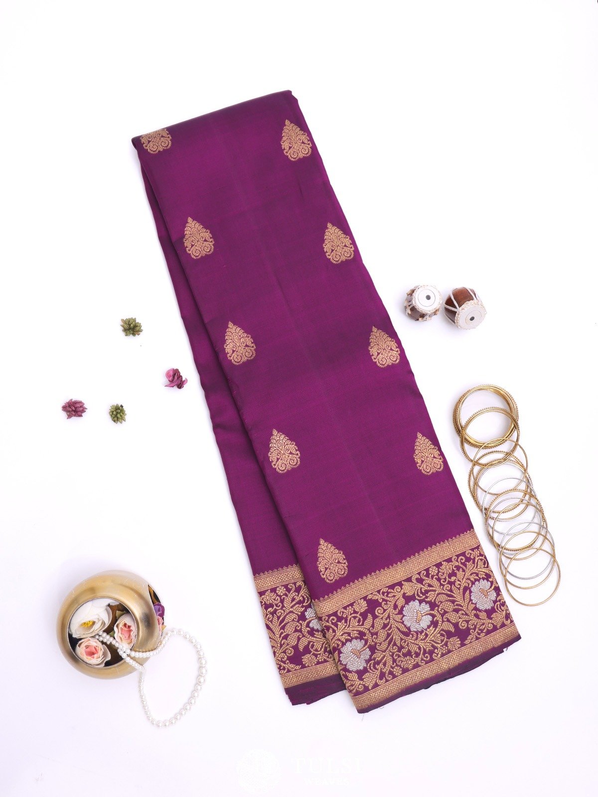 Dark Purple Kanjeevaram Silk With Kodi Border