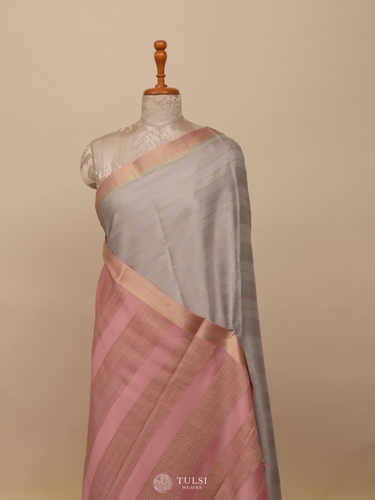 Grey Mysore Silk Saree