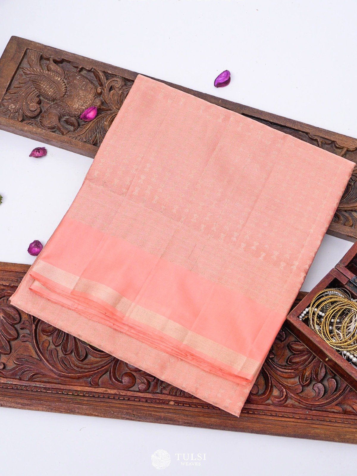 Peach Soft Silk Tissue Saree 