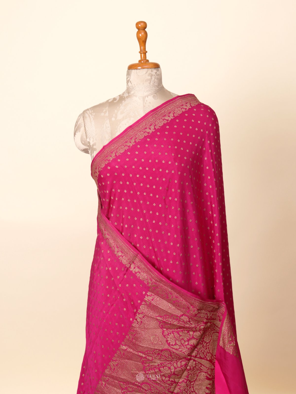 Pink Banaras Crepe Silk Saree