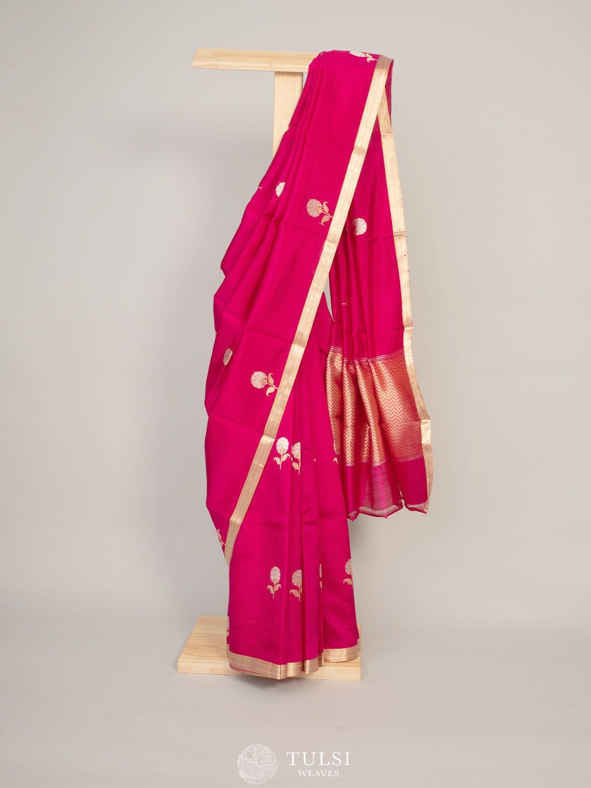 Bright Pink Banaras Silk Saree