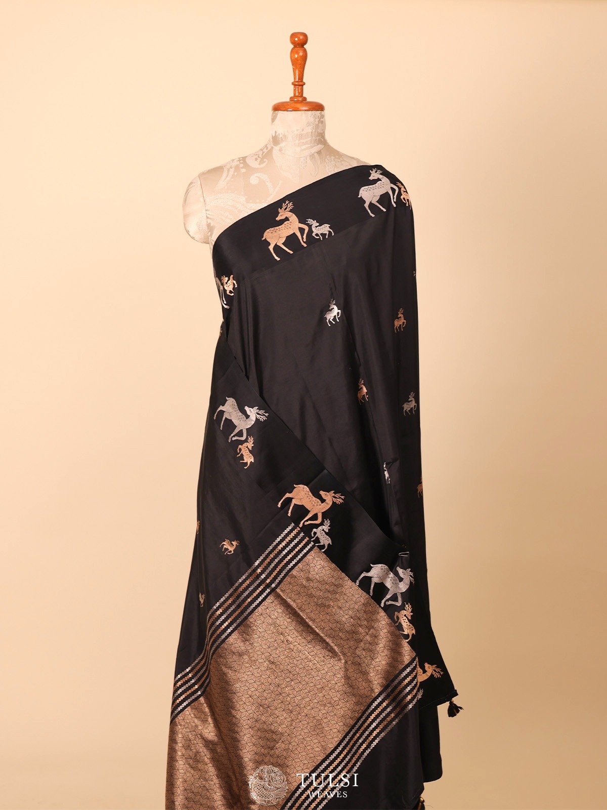 Black Mashru Silk Saree