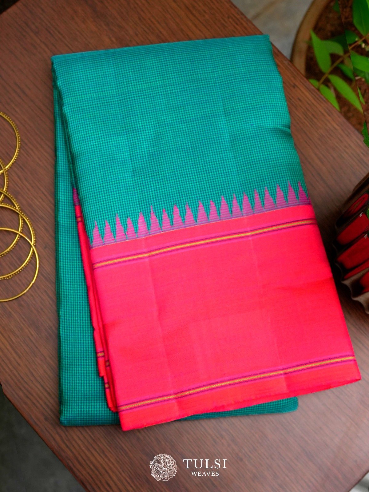 Pine Green Kanjeevaram Silk Saree