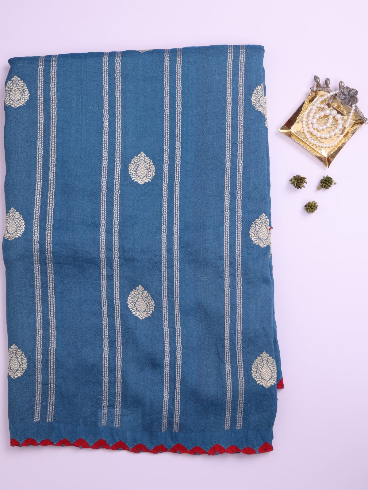 Blue Banaras Tussar Georgette Silk Saree