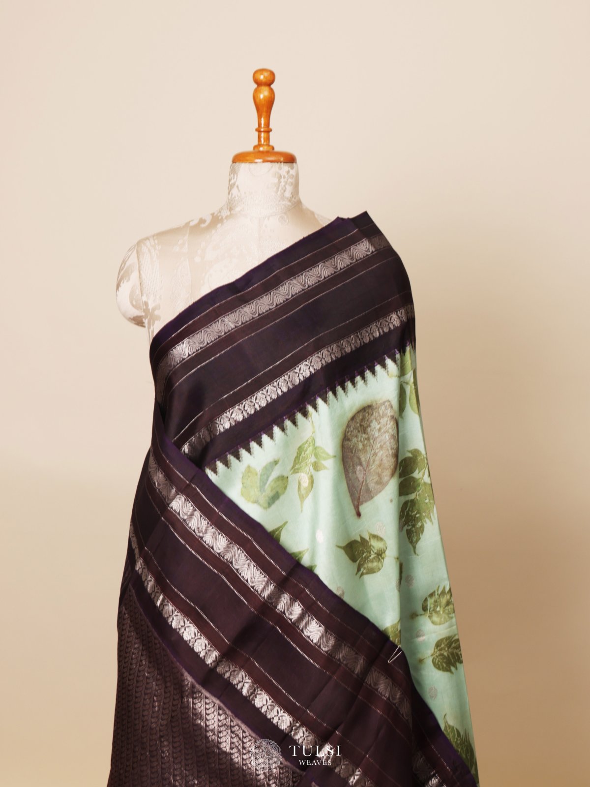 Sea Green Eco-print Saree