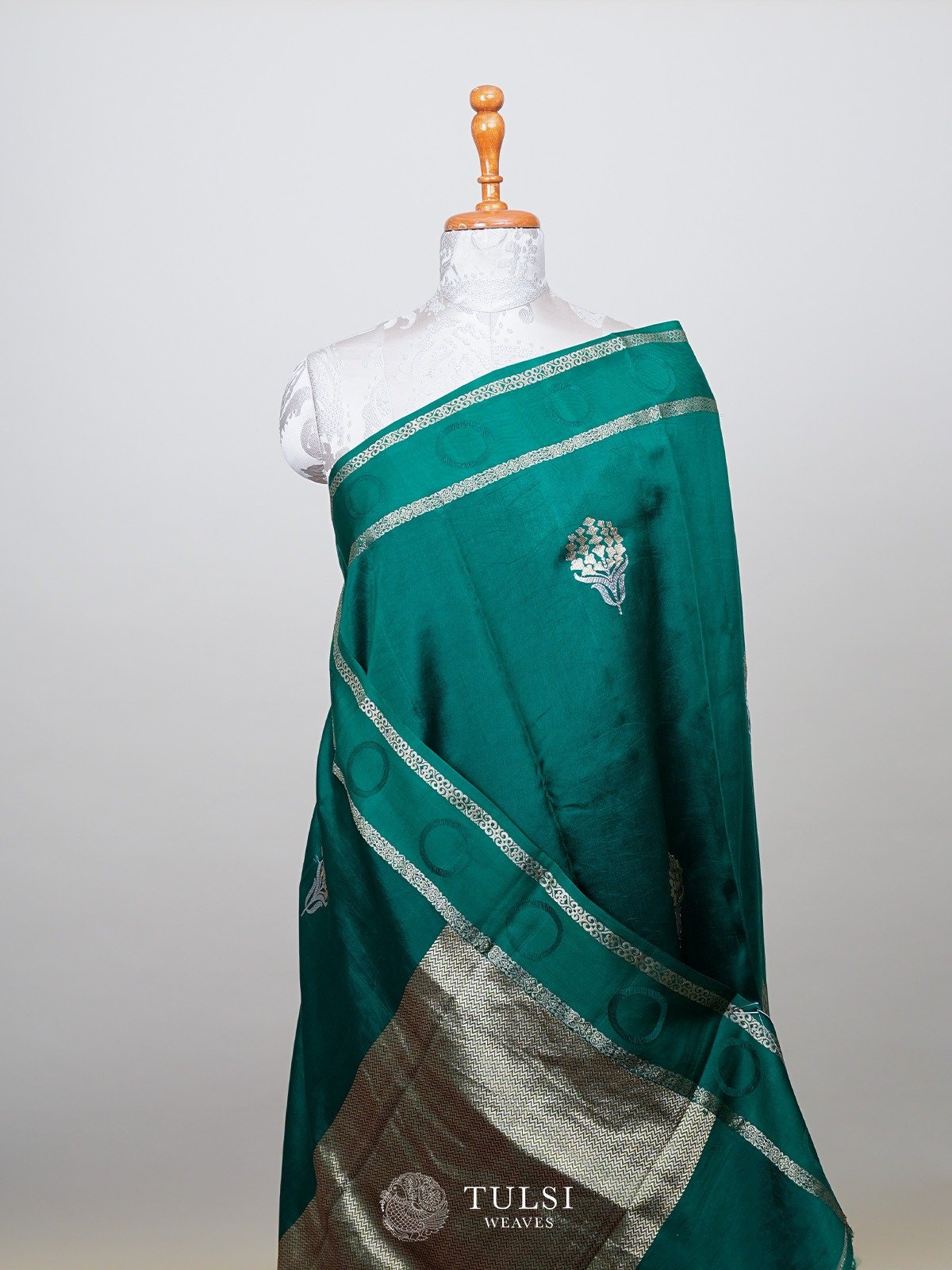 Bottle Green Banarasi Silk Saree 