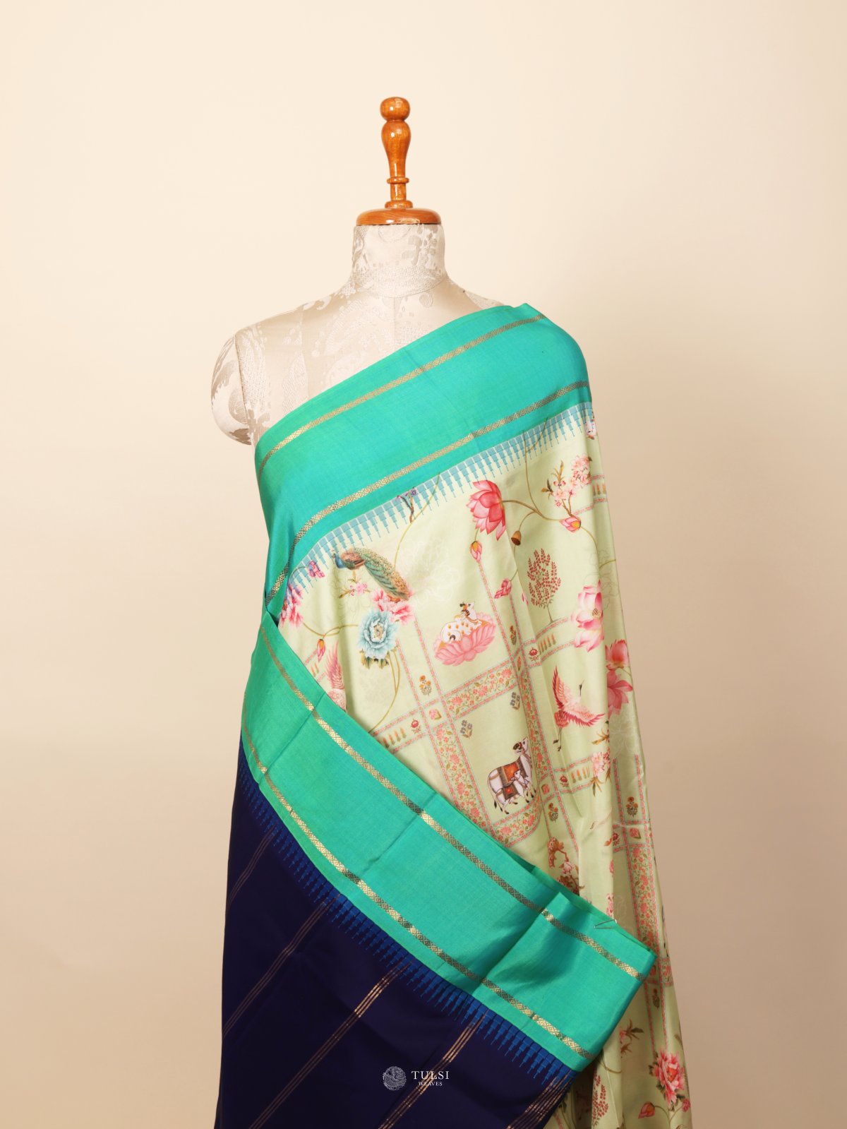 Green Printed Kanjeevaram Silk Saree