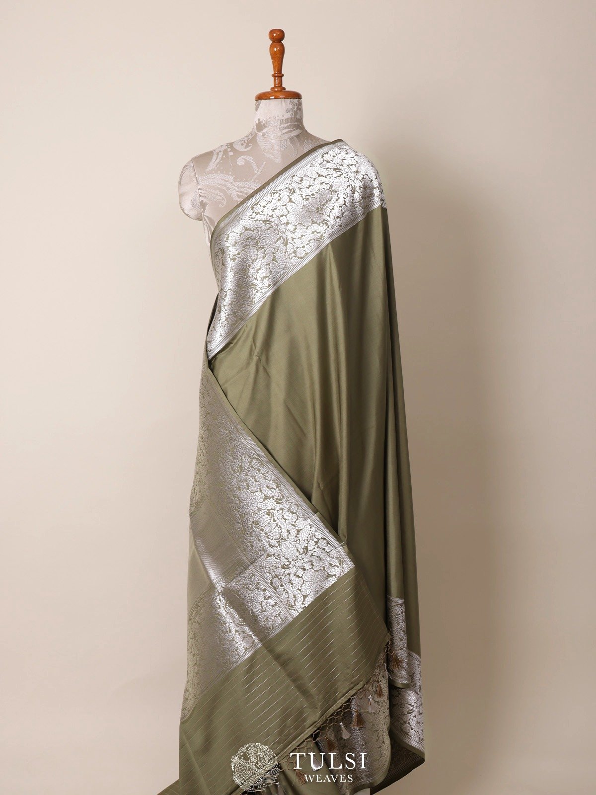 Khaki Mahsru Silk Saree