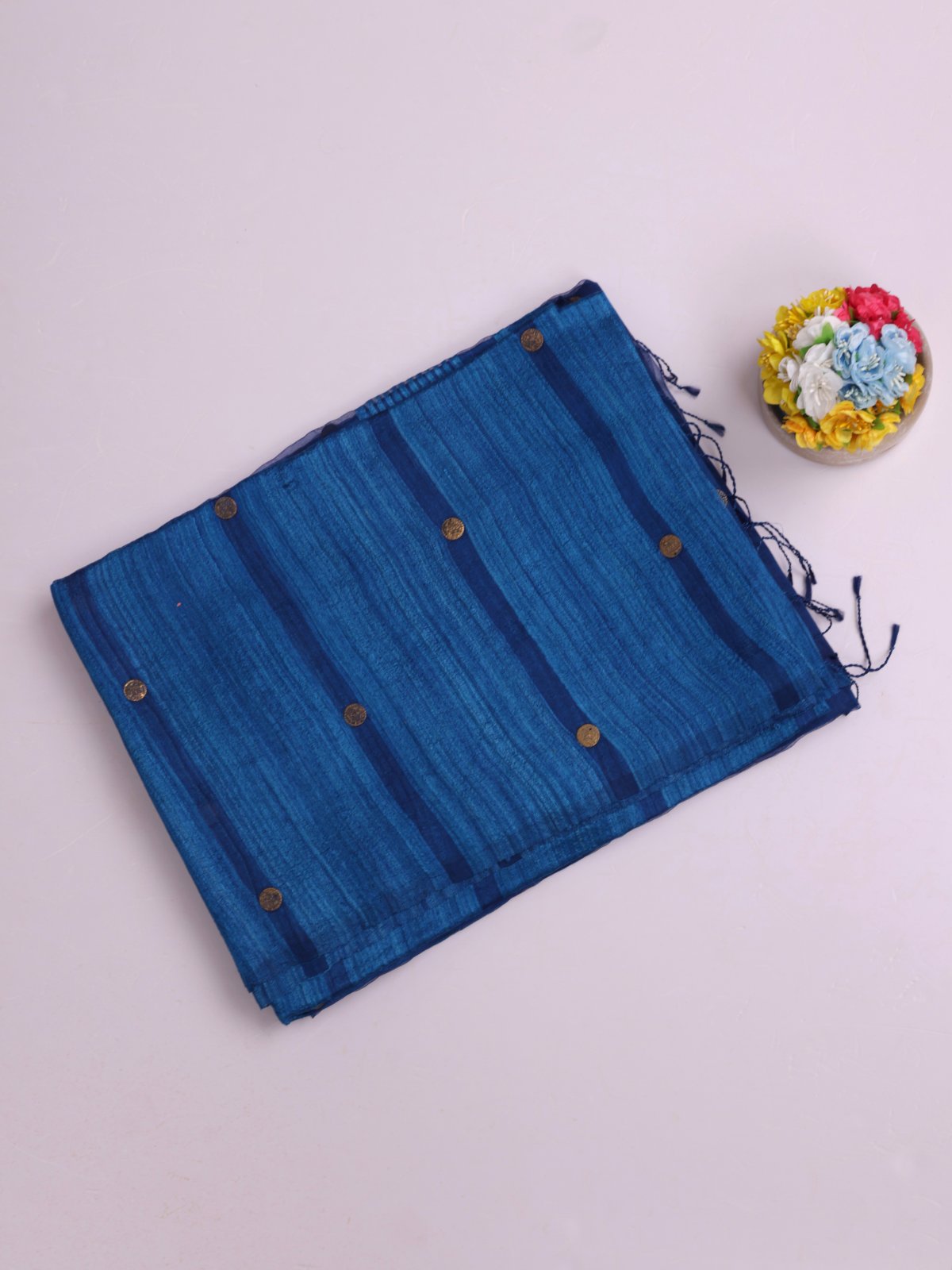 Blue Kora Jute Saree