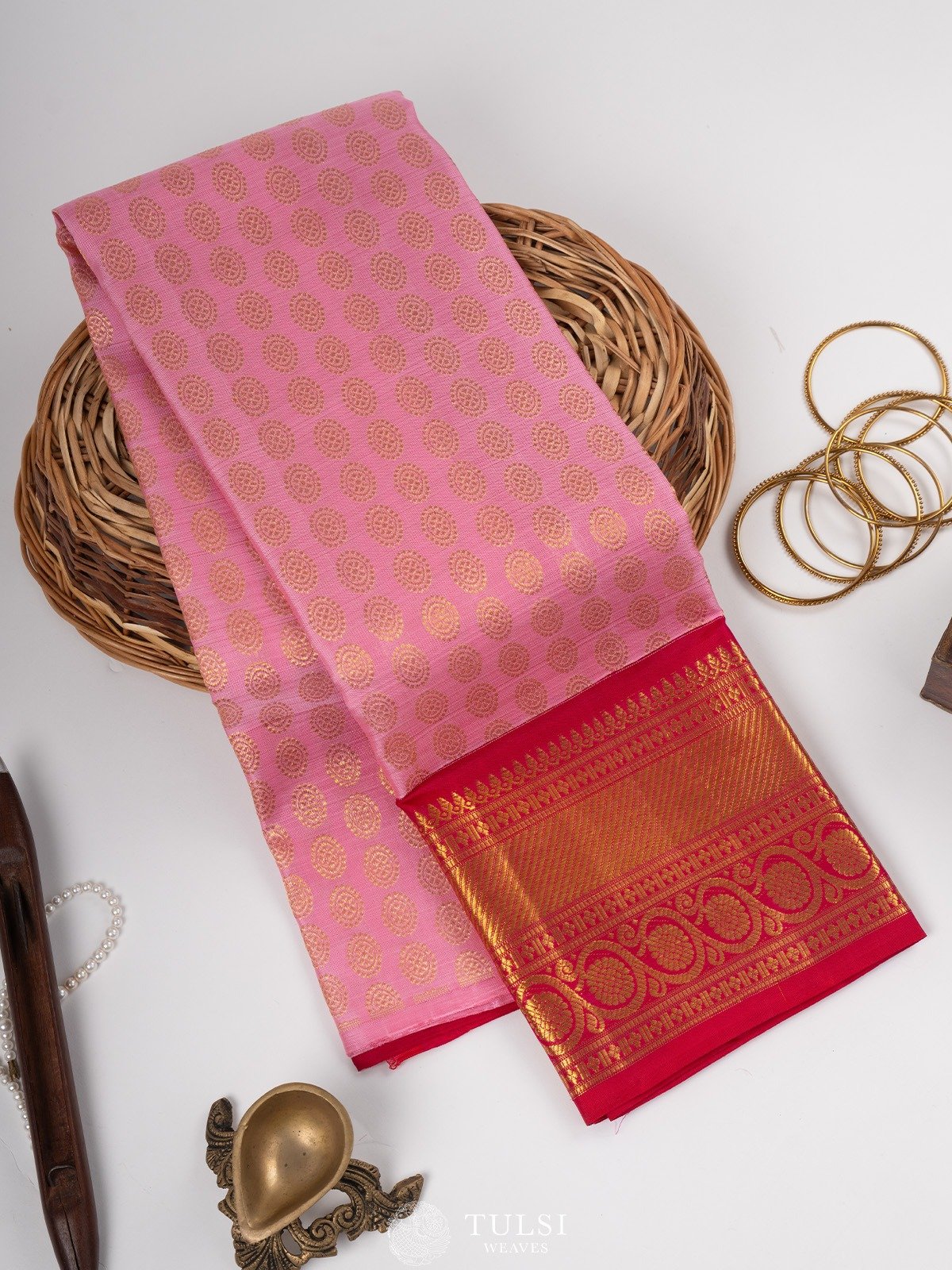 Light Pink Kanjeevaram Silk Pavadai