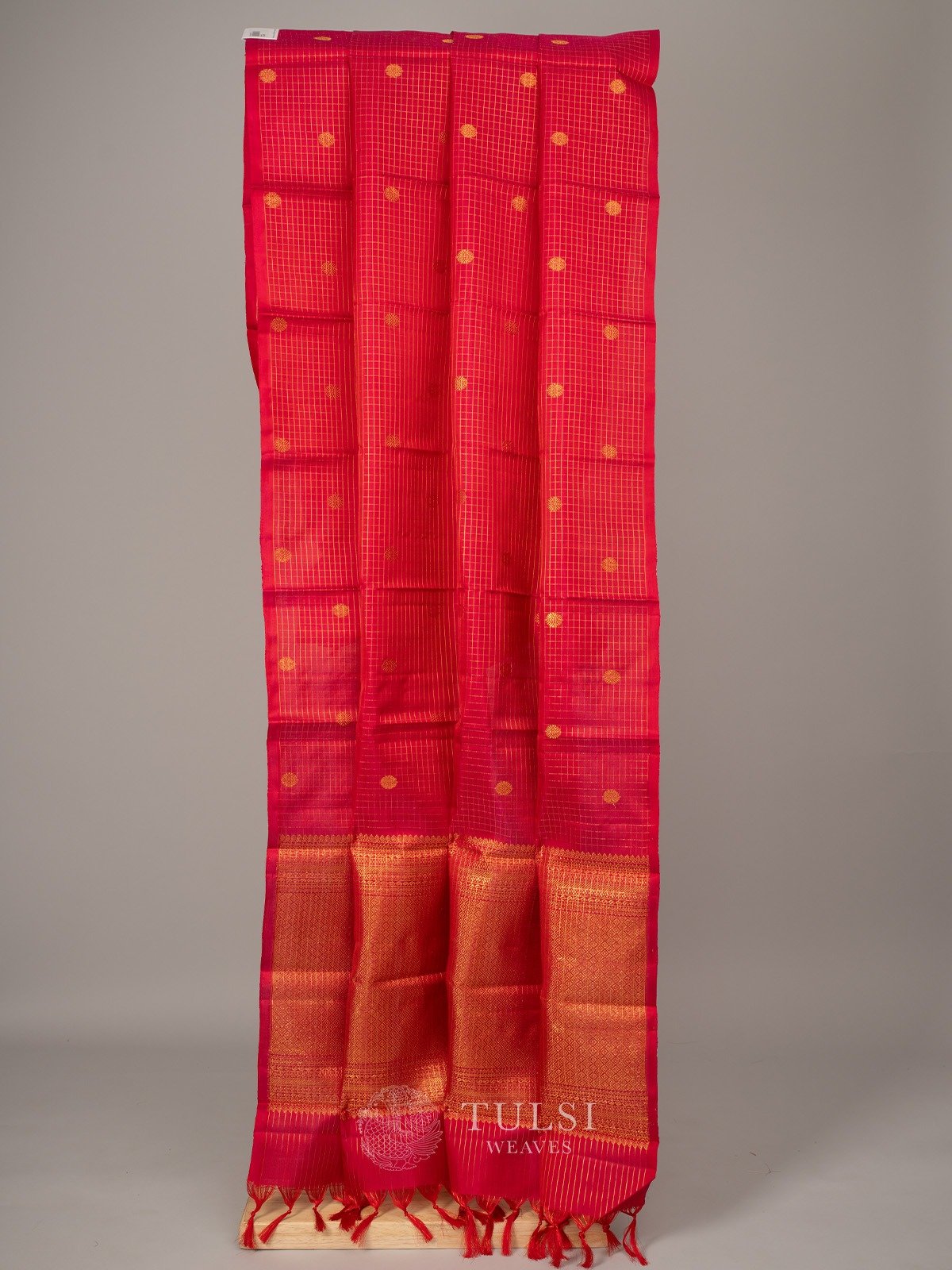 Pinkish Orange Kanjeevaram Silk Dupatta