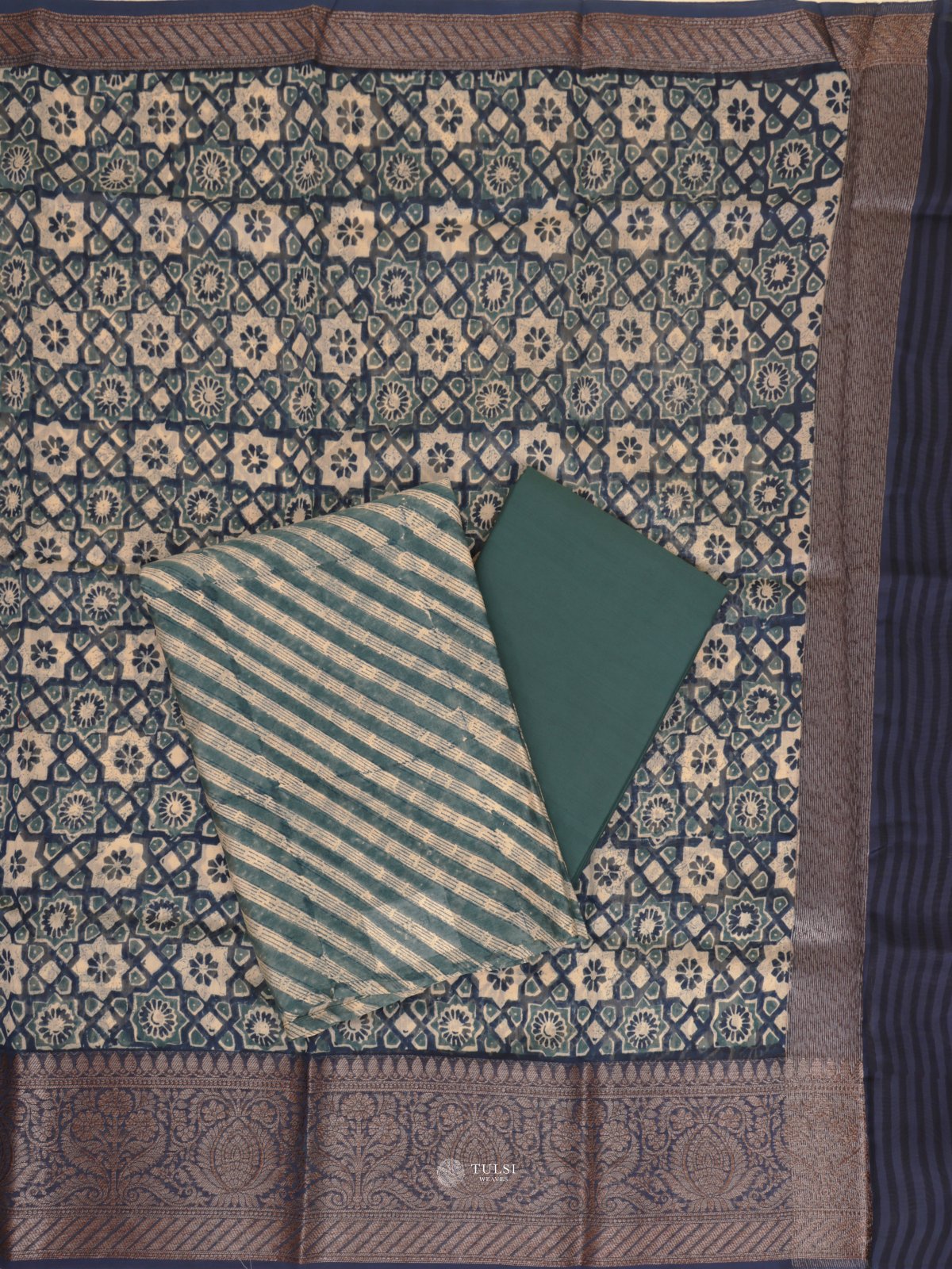 Blue Tussar Salwar Material