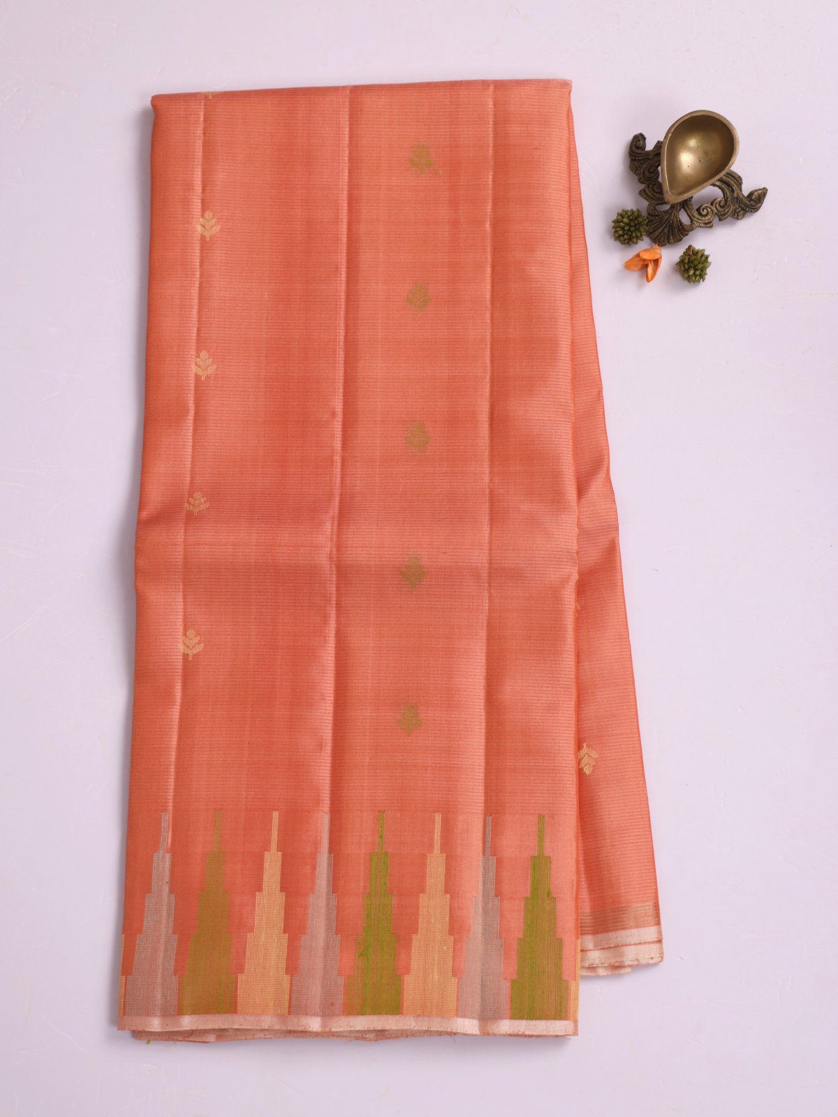 Orange Soft Silk Tussar Saree