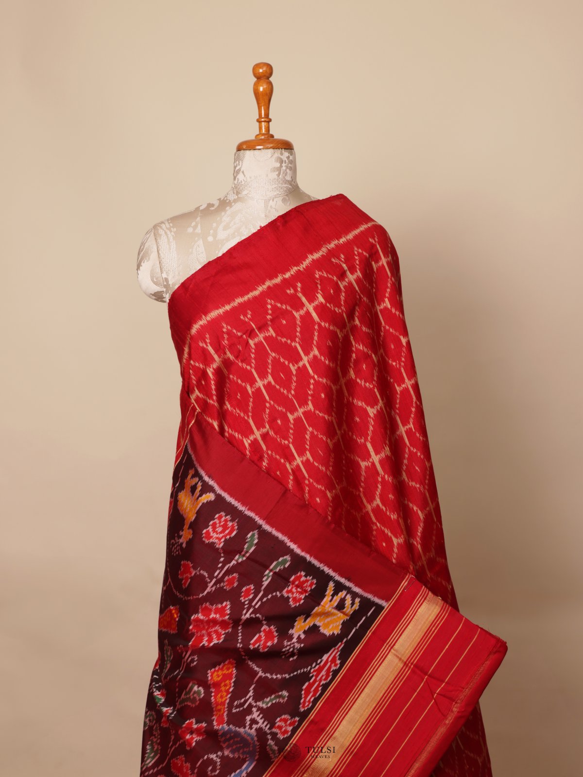 Red Patola Raw Silk Saree