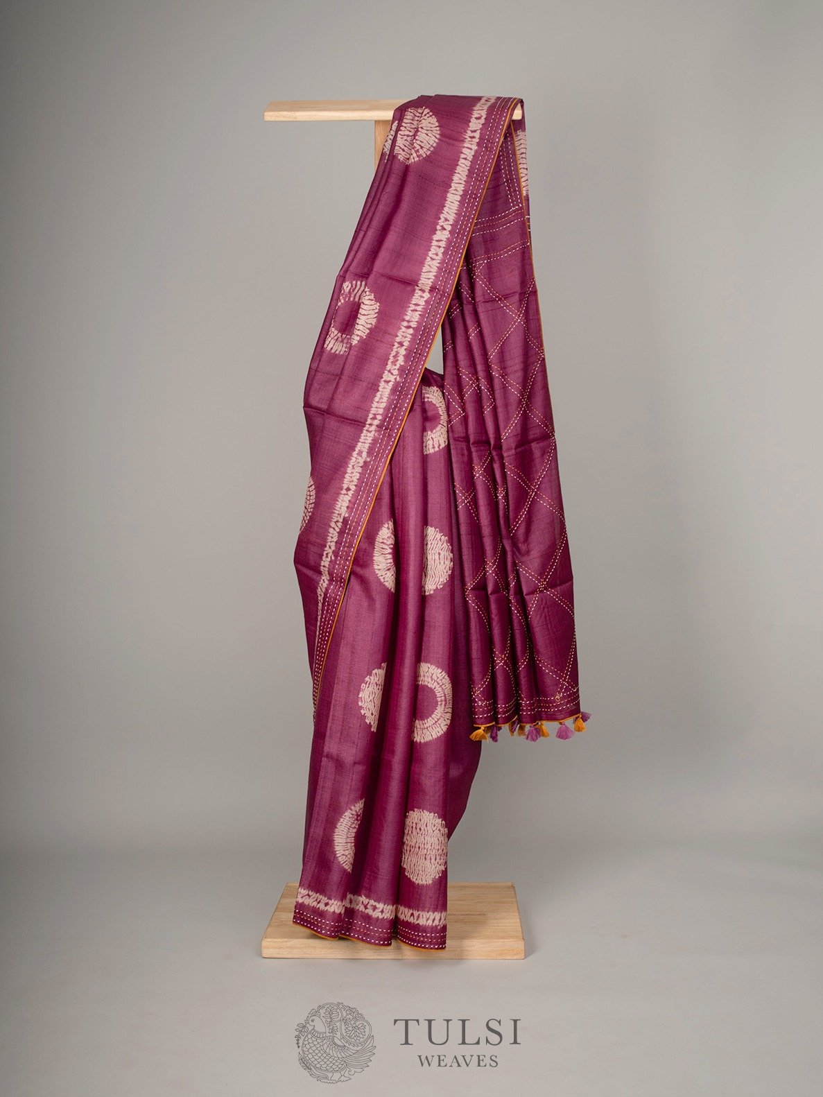 Violet Shibori Tussar Silk Saree