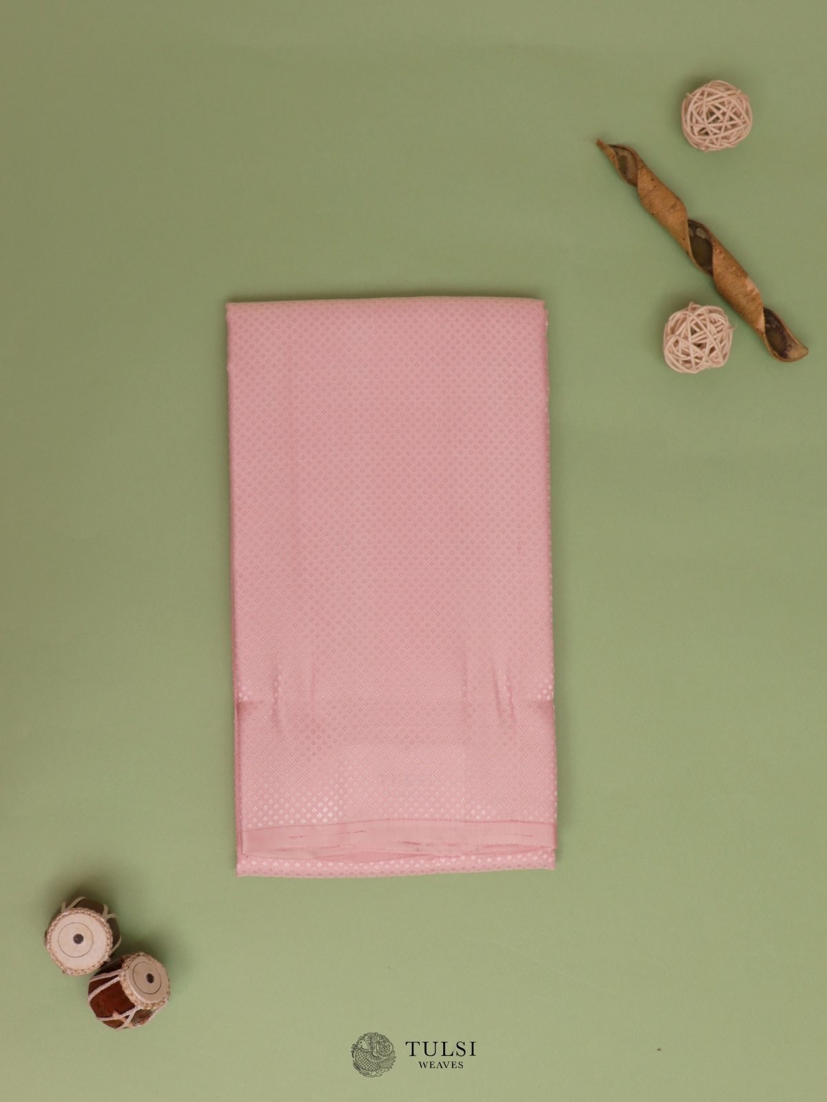 Light Pink Silk Shirt Material With Thread Brocade