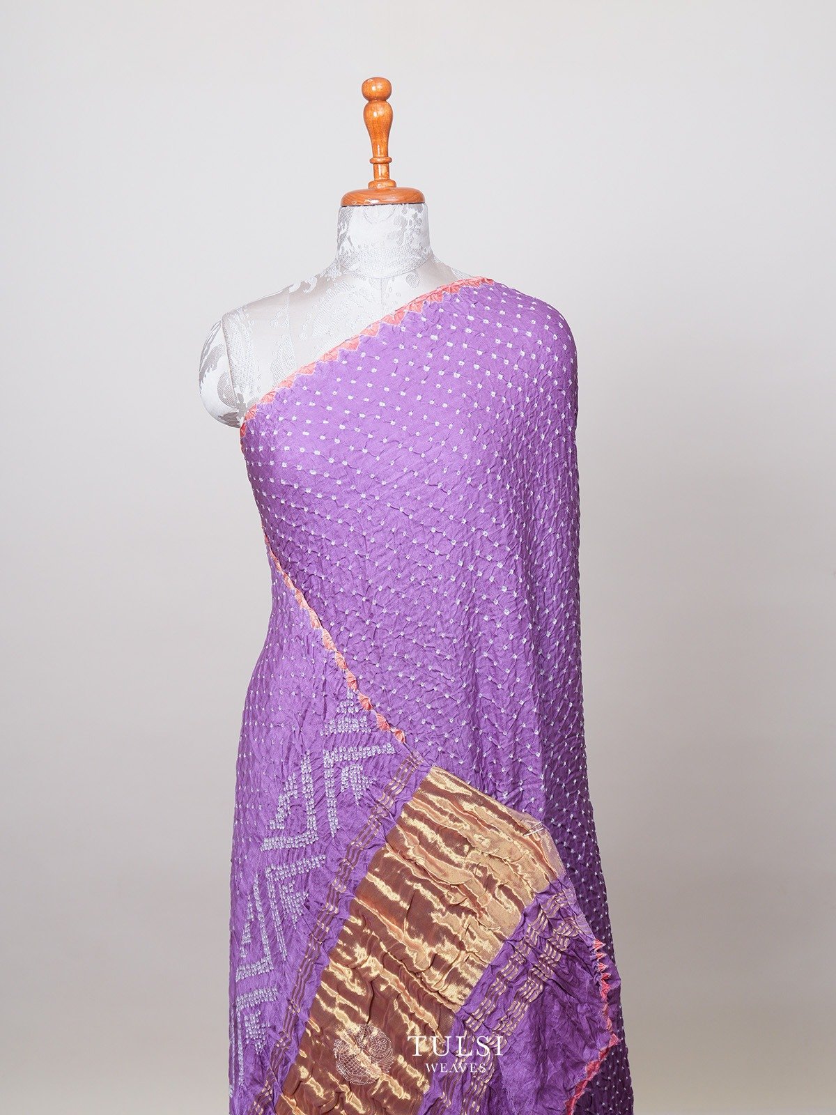 Purple Bandhini Silk Saree