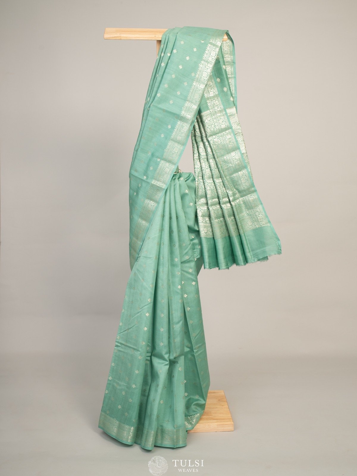 Turquoise green Chaniya silk saree