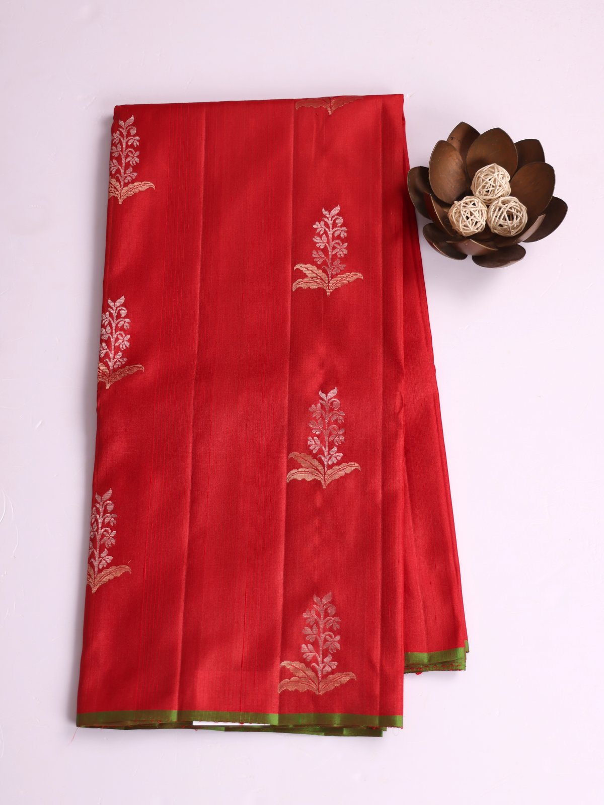 Red Soft Silk Tussar Saree
