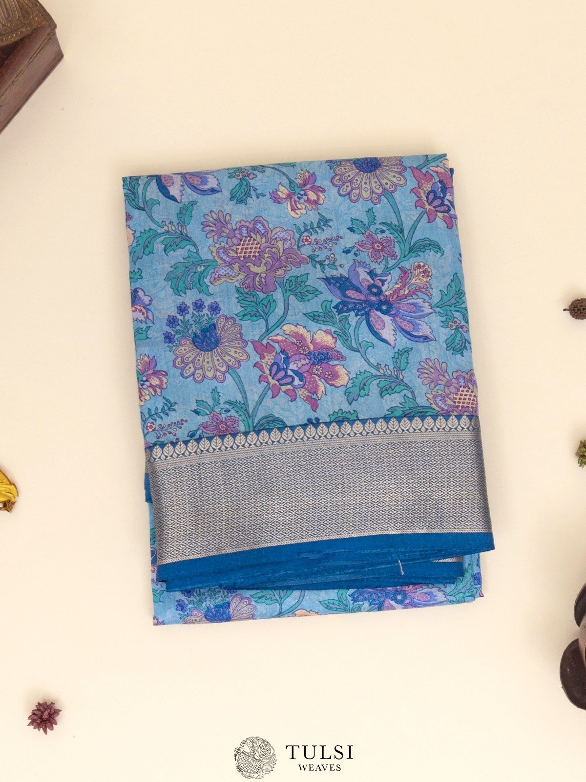 Light Blue Chaniya Silk Saree