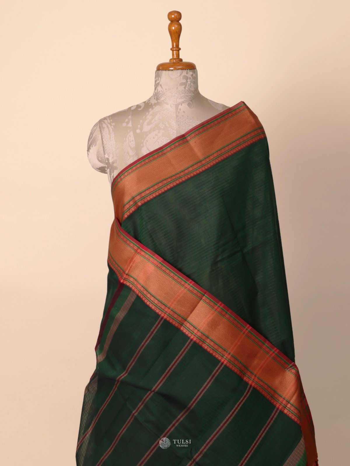 Dark Green Kanchi Cotton Saree